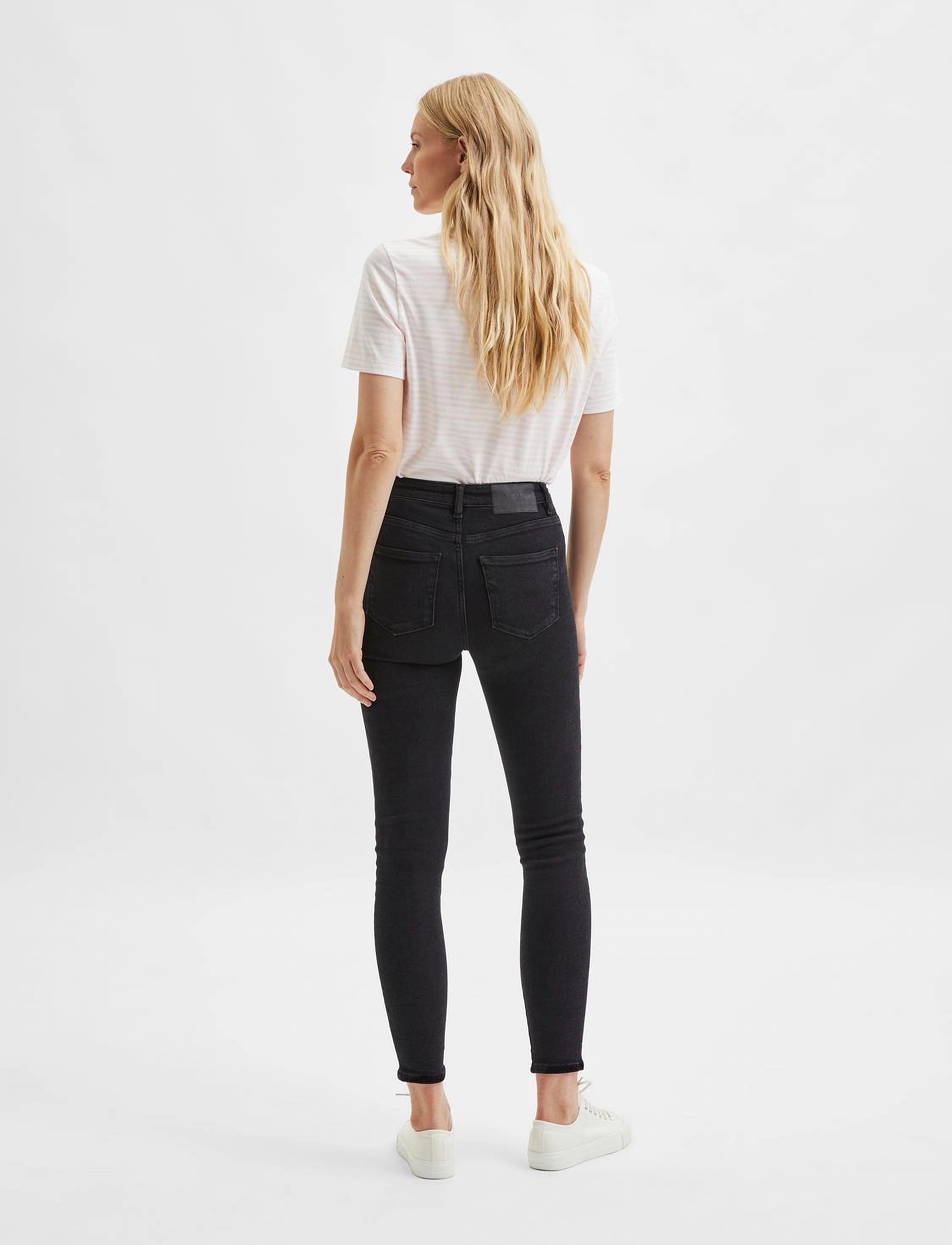 Selected - SLFSOPHIA MW SKINNY  BLACK JEANS U NOOS - jeans skinny - black denim - 3