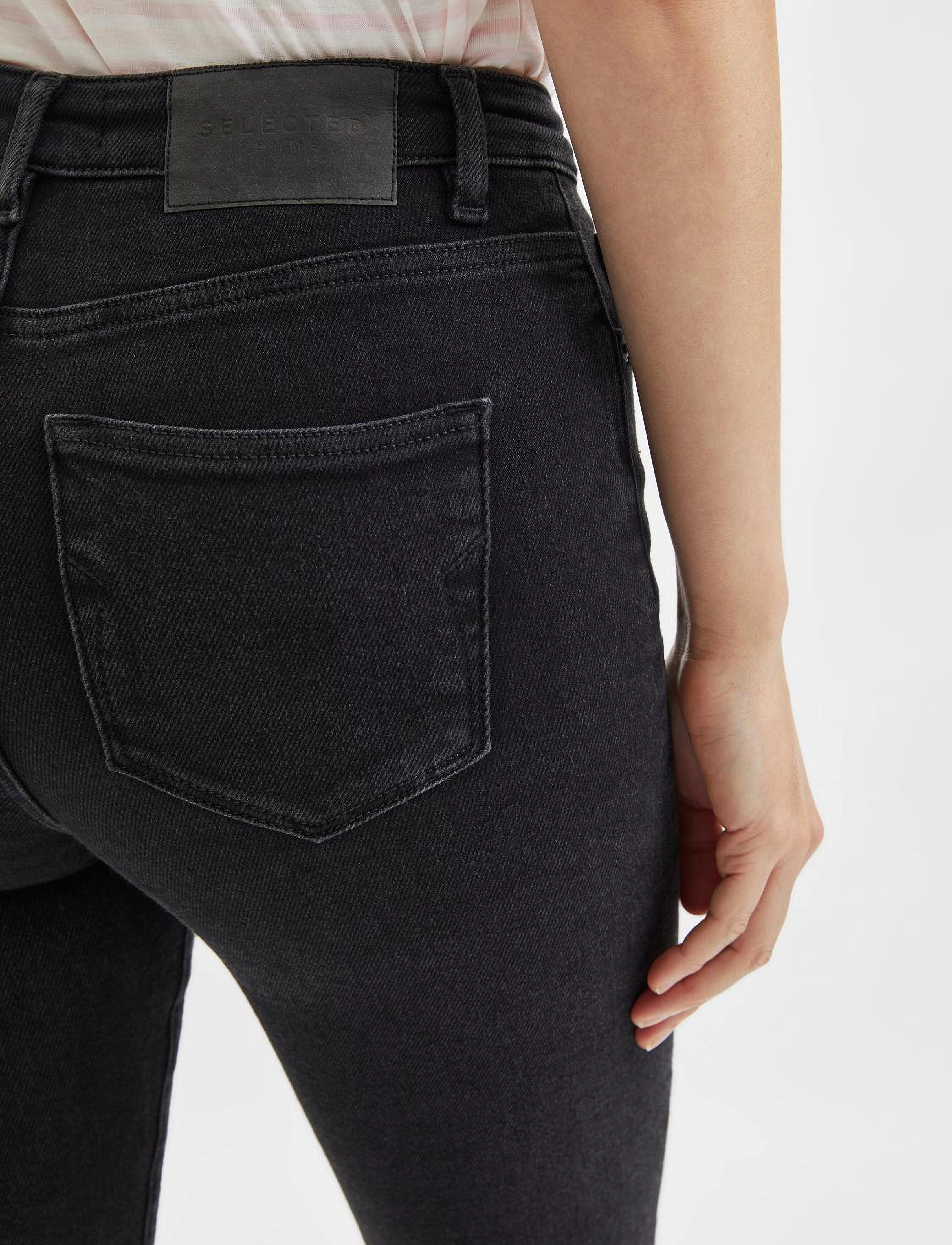 Selected - SLFSOPHIA MW SKINNY  BLACK JEANS U NOOS - jeans skinny - black denim - 5
