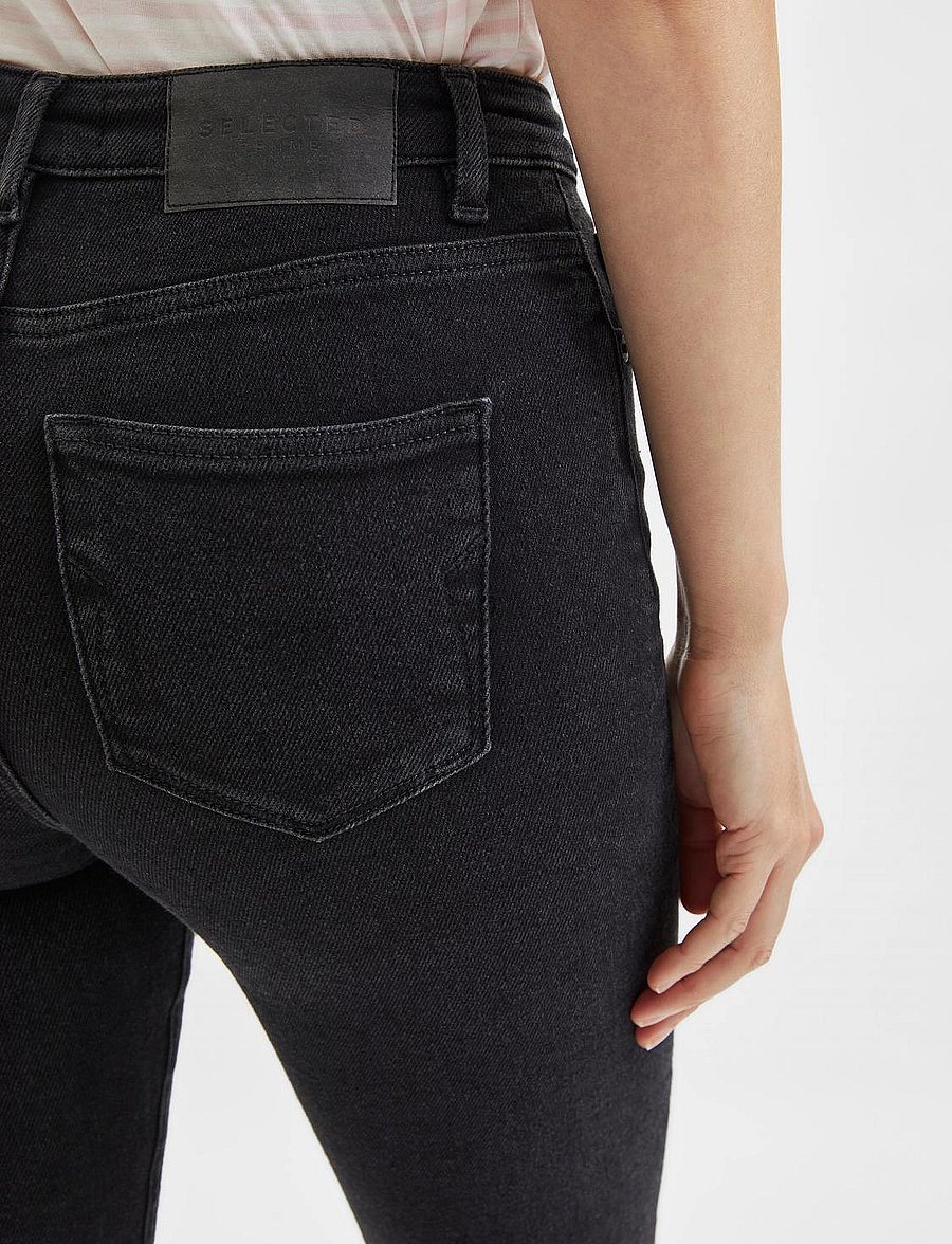 Selected - SLFSOPHIA MW SKINNY BLACK JEANS U NOOS - jeans skinny - black denim - 5