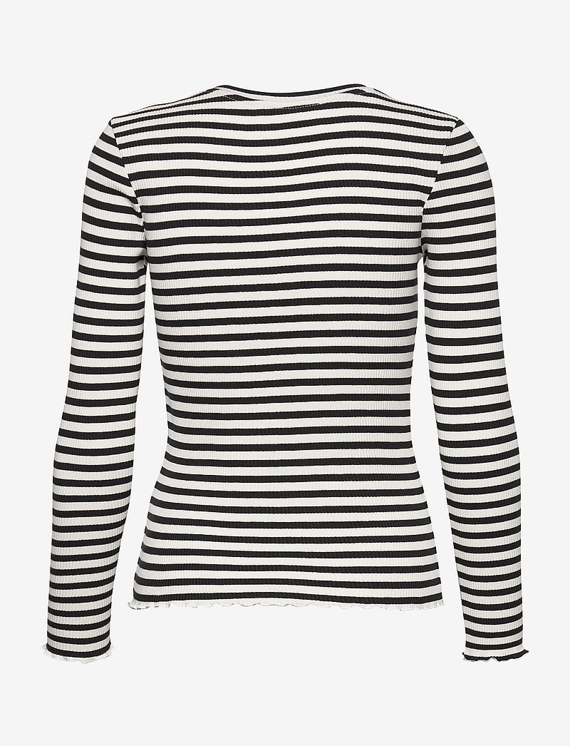 Selected - SLFANNA LS CREW NECK TEE STR NOOS - langærmede toppe - black - 2