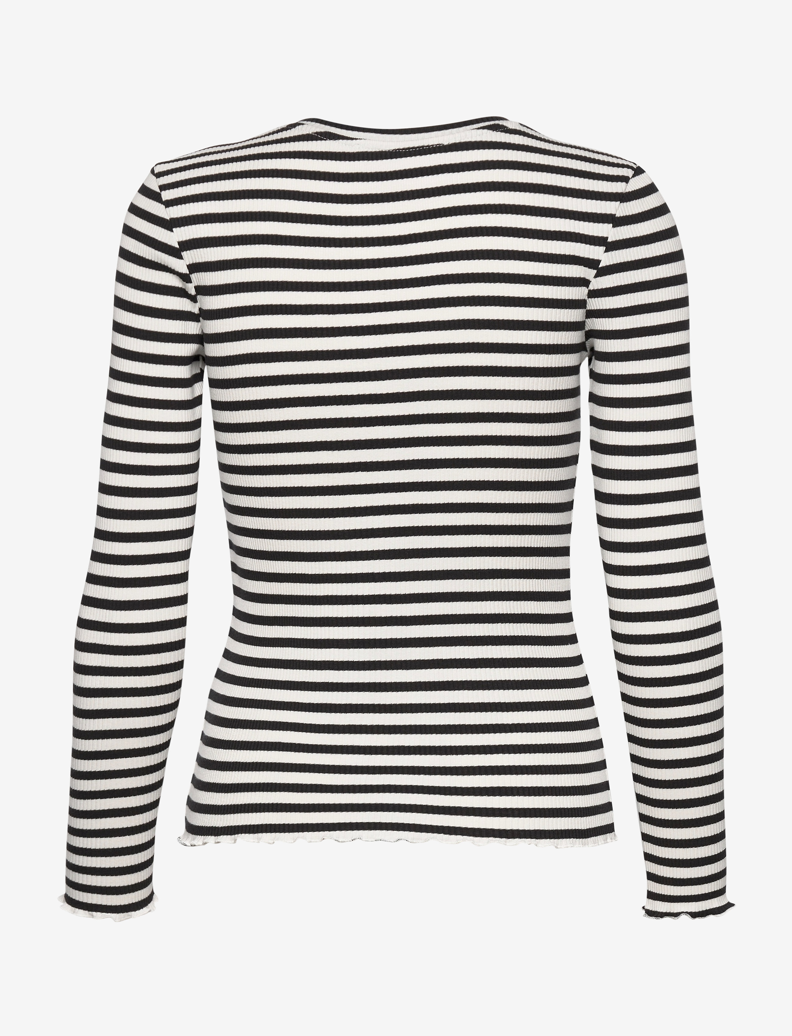 Selected - SLWANNA LS CREW NECK TEE STR NOOS - langärmlige tops - black - 2