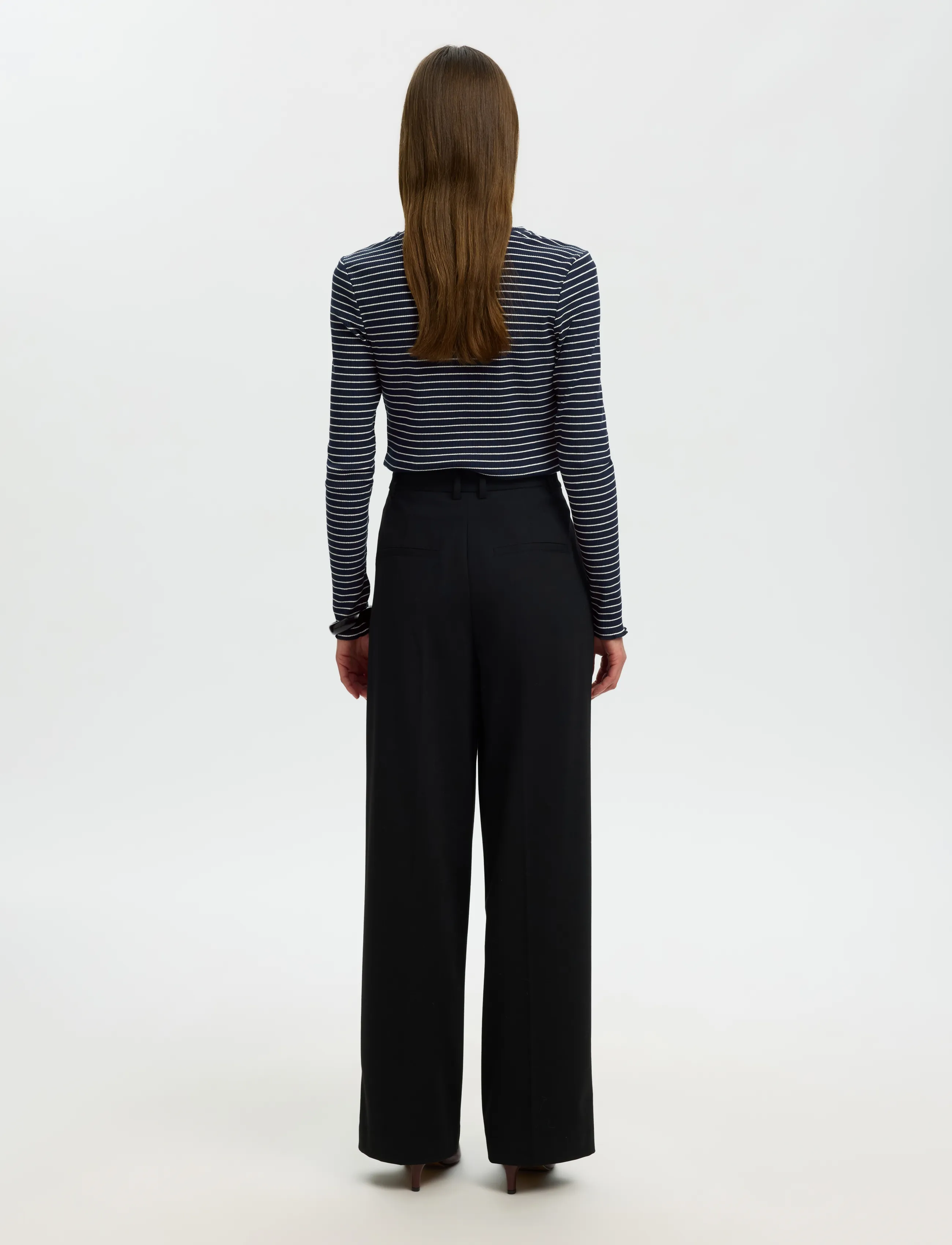 Selected - SLFANNA LS CREW NECK TEE STR NOOS - langärmlige tops - dark sapphire - 2