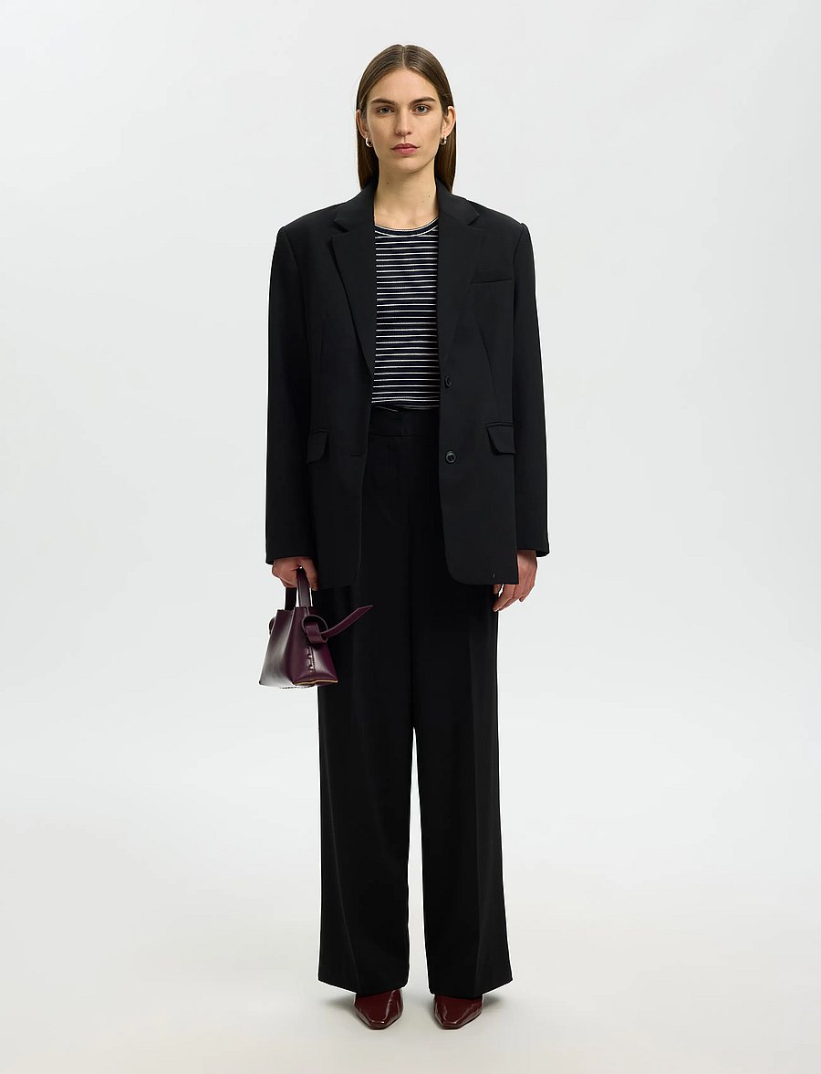 Selected - SLFANNA LS CREW NECK TEE STR NOOS - langärmlige tops - dark sapphire - 5