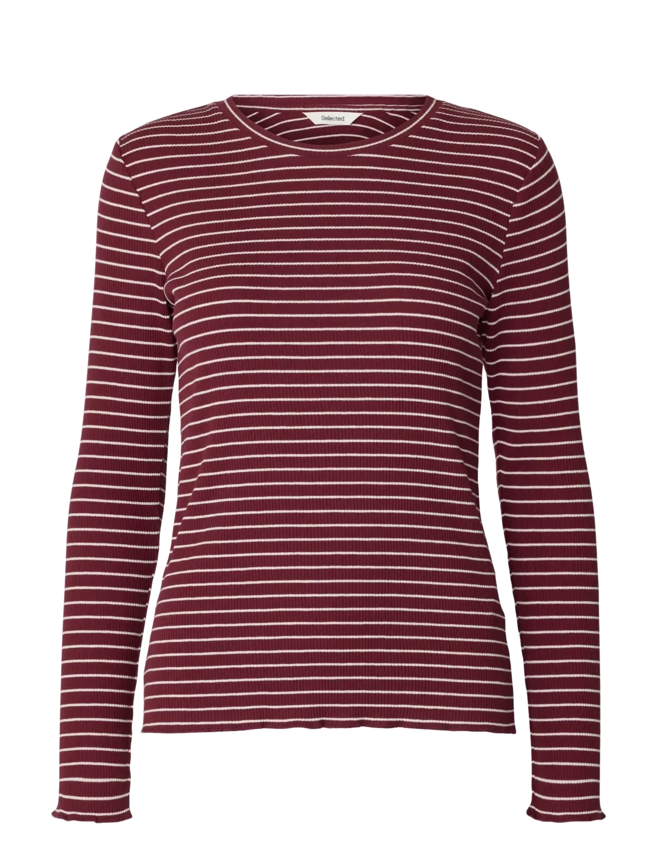 Selected SLFANNA LS CREW NECK TEE STR NOOS - Langärmlige Tops - TAWNY PORT / burgundy