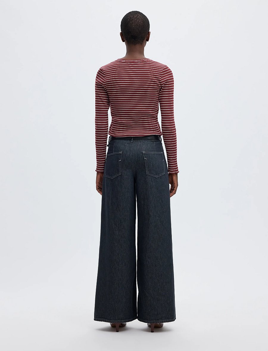 Selected - SLWANNA LS CREW NECK TEE STR NOOS - langærmede toppe - tawny port - 2