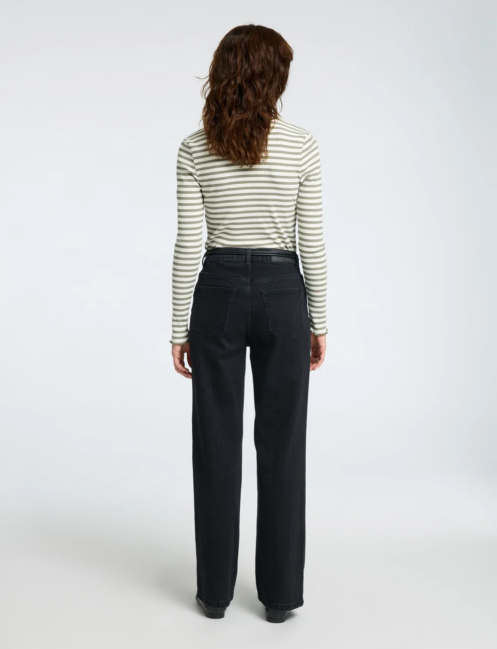 Selected - SLFANNA LS CREW NECK TEE STR NOOS - long-sleeved tops - vetiver - 2