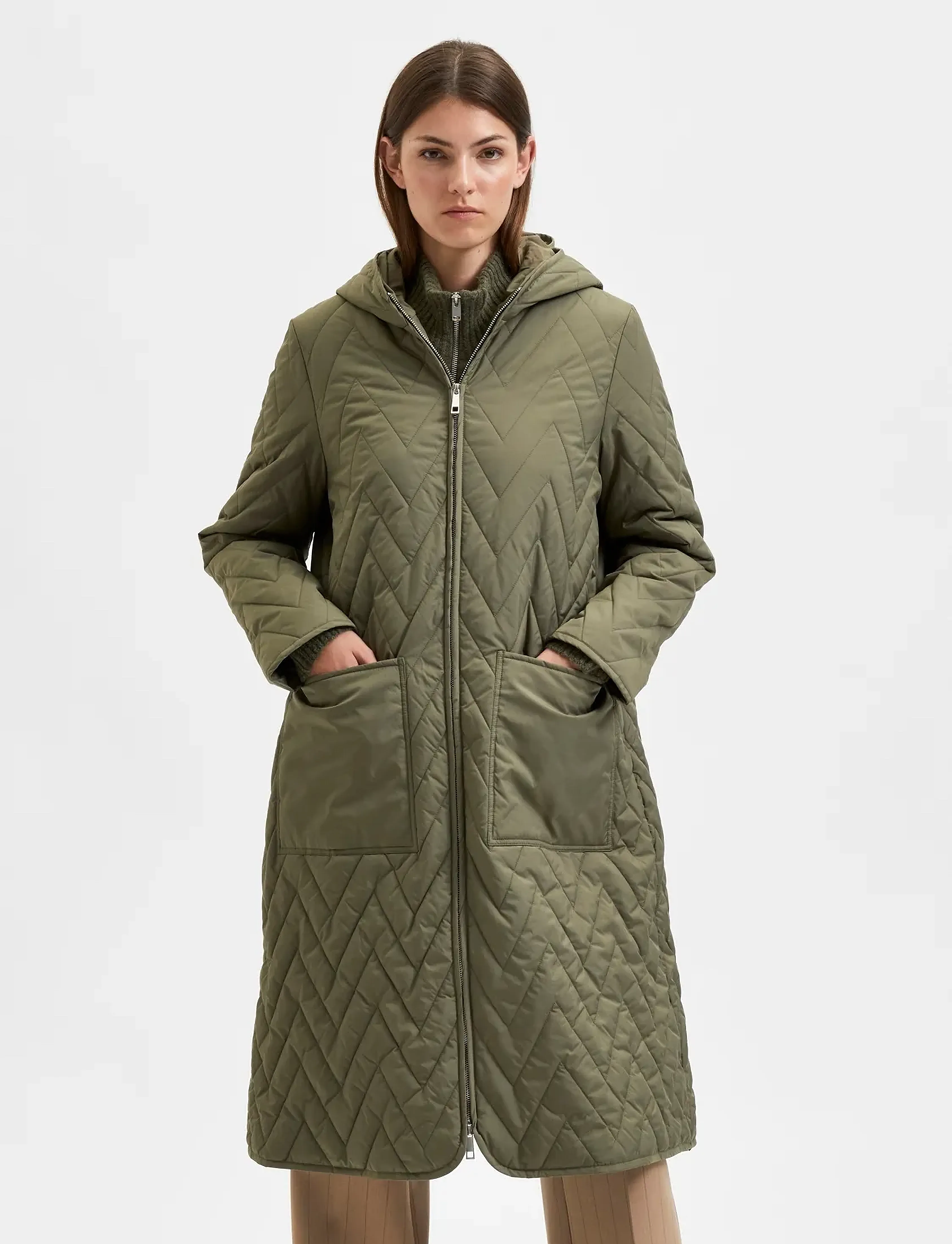 Selected SLFNORA QUILTED COAT - Transitional Layering - KALAMATA / khaki/green