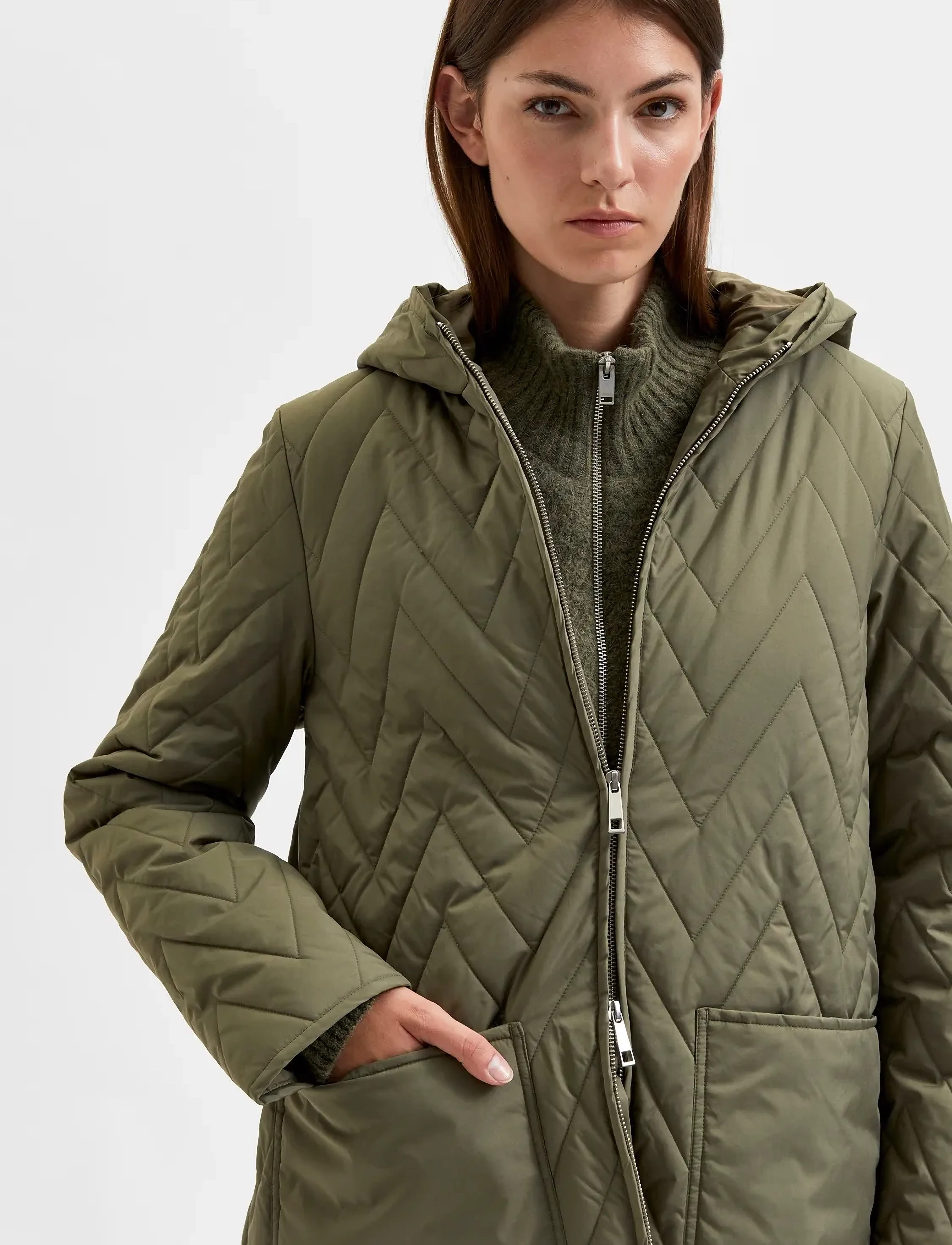 Selected - SLFNORA QUILTED COAT - overtøj - kalamata - 5