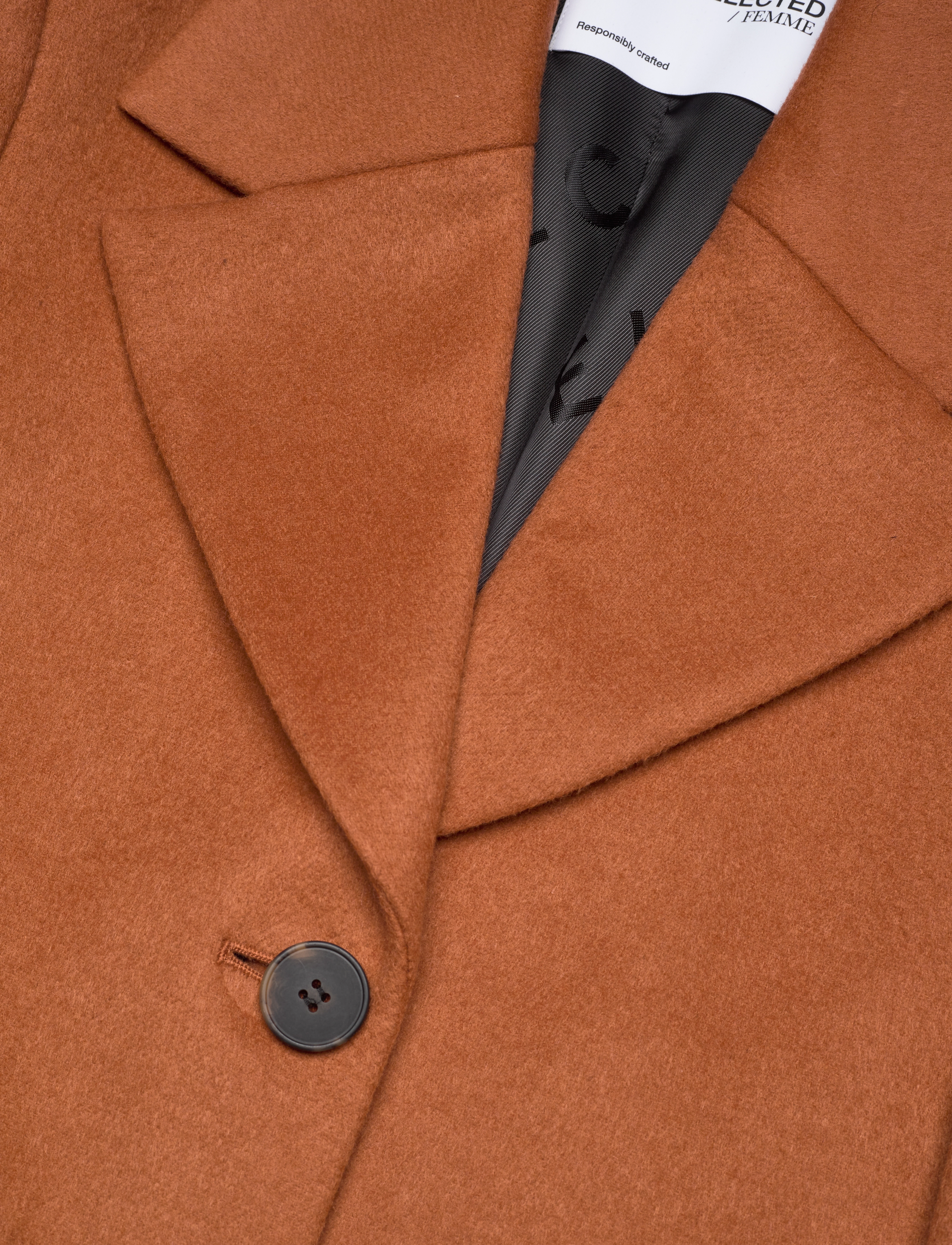 Selected - SLFNEW SASJA WOOL COAT B NOOS - amber brown - 2