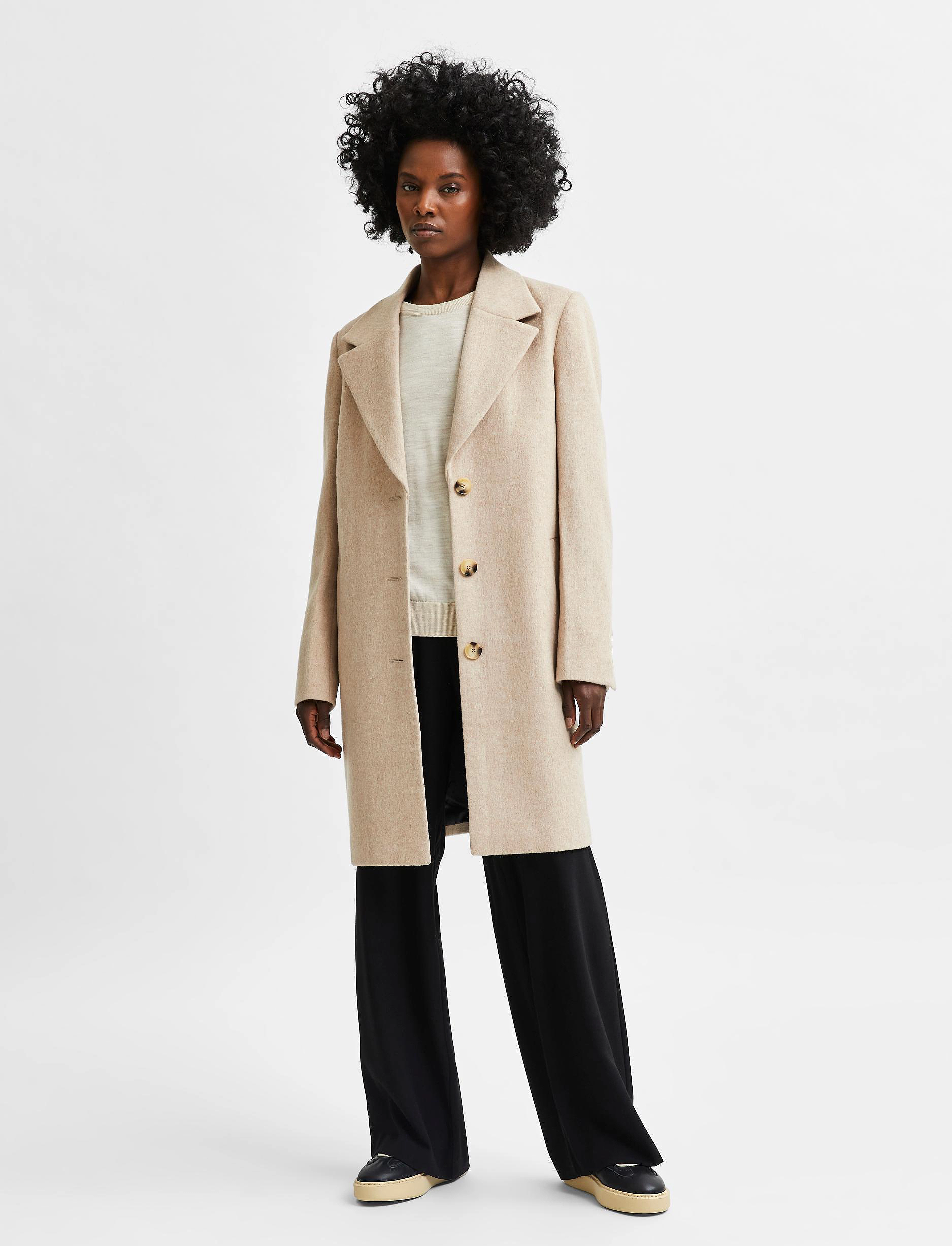 Selected - SLFNEW SASJA WOOL COAT B NOOS - beige - 4