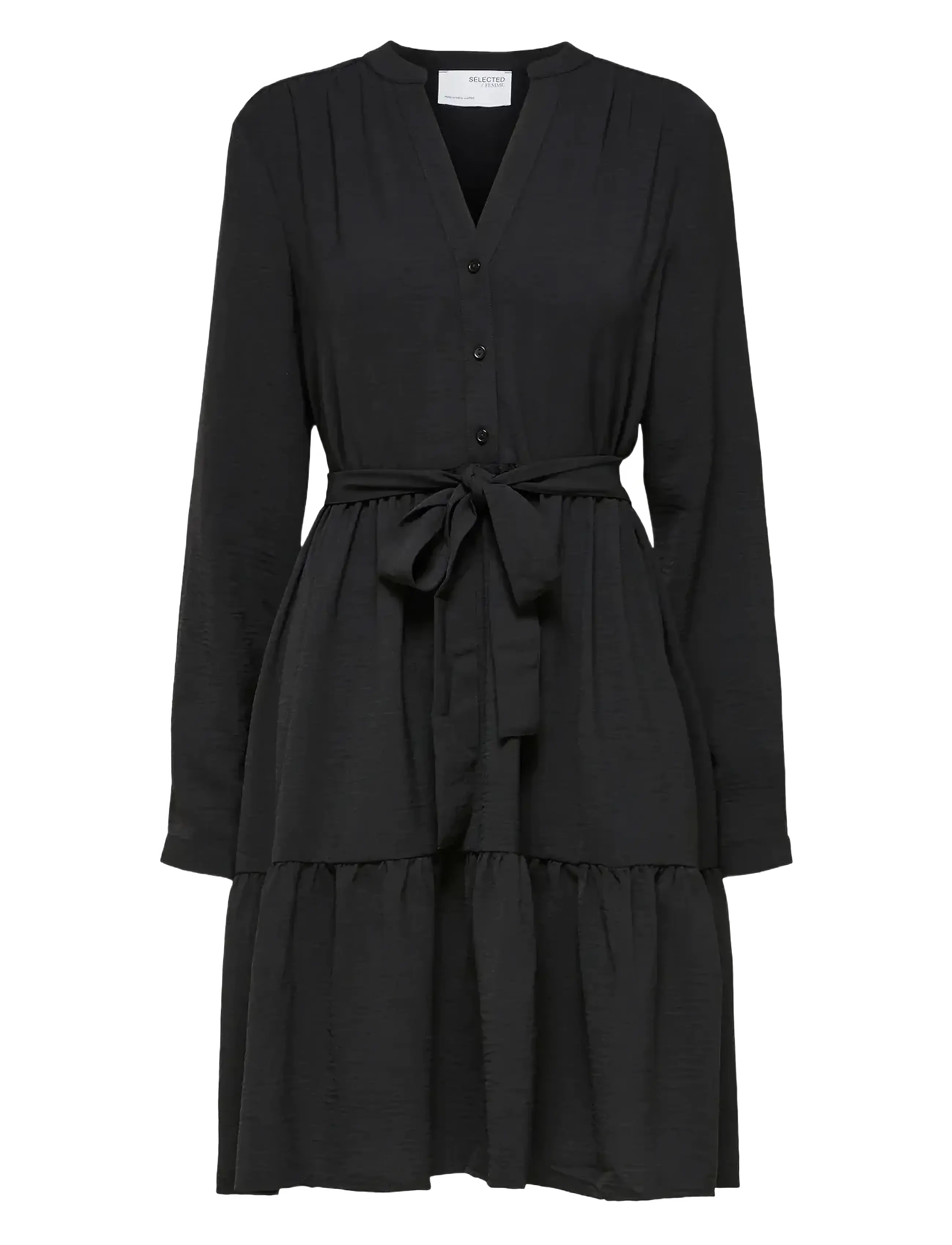 Selected SLFMIVIA LSHORT DRESS - Dresses - BLACK / black