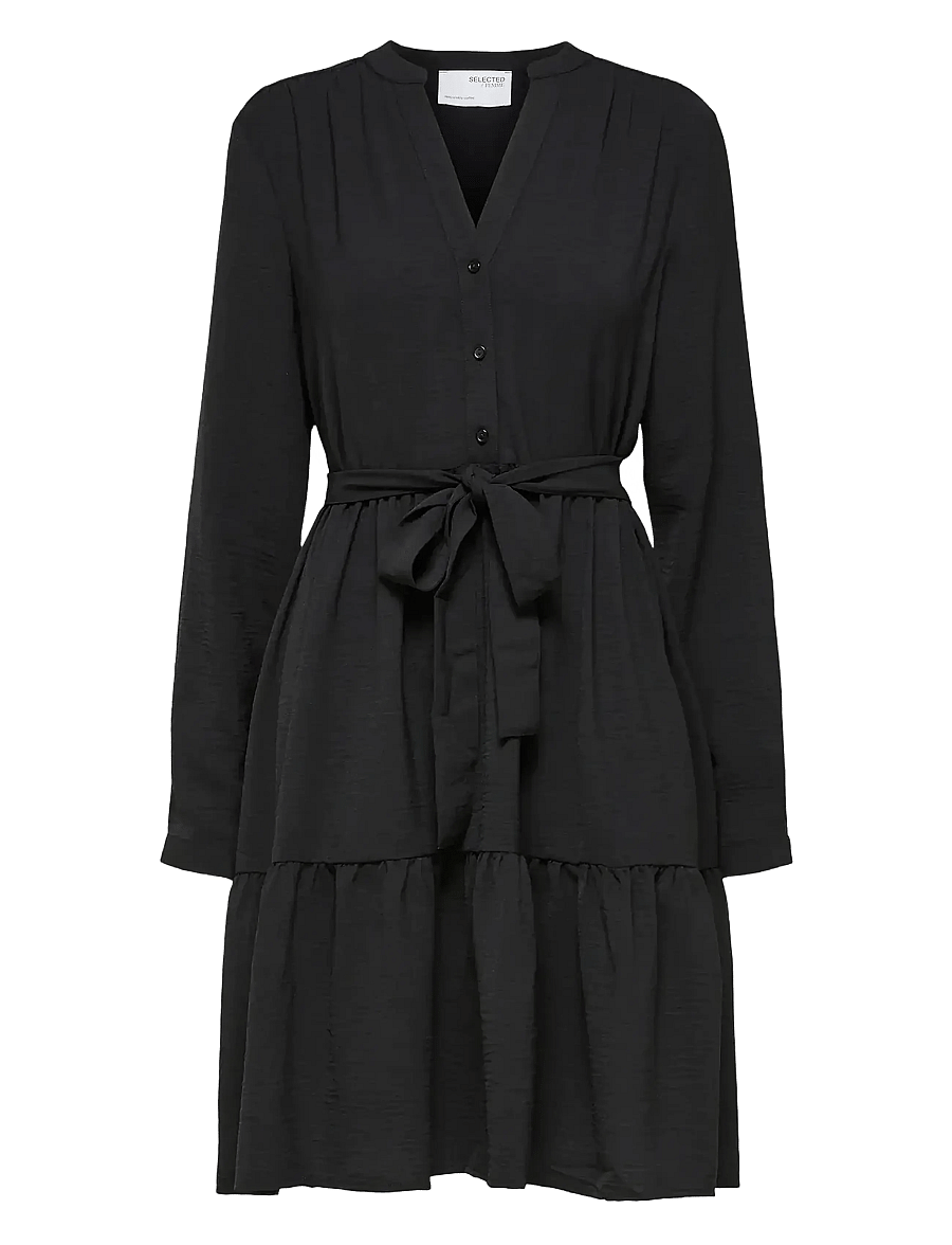 Selected - SLFMIVIA LSHORT DRESS - hemdkleider - black - 1
