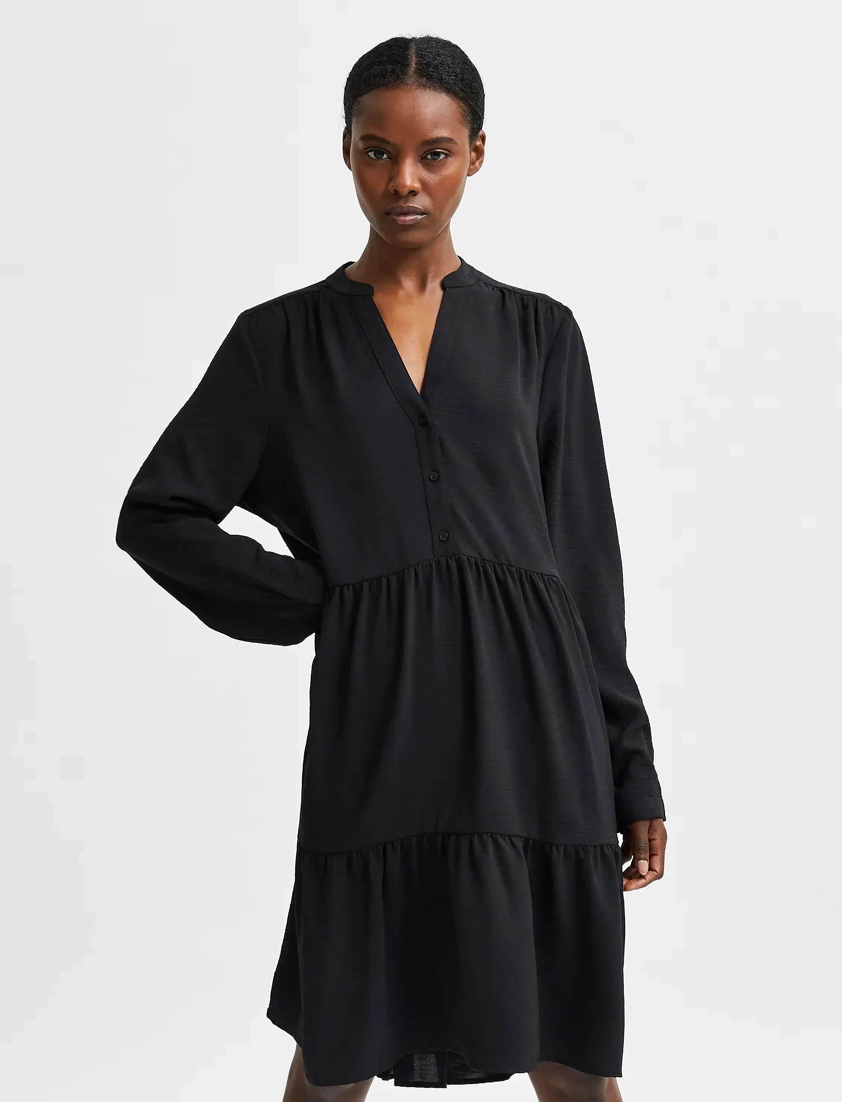 Selected SLFMIVIA LSHORT DRESS - Selected - BLACK / black