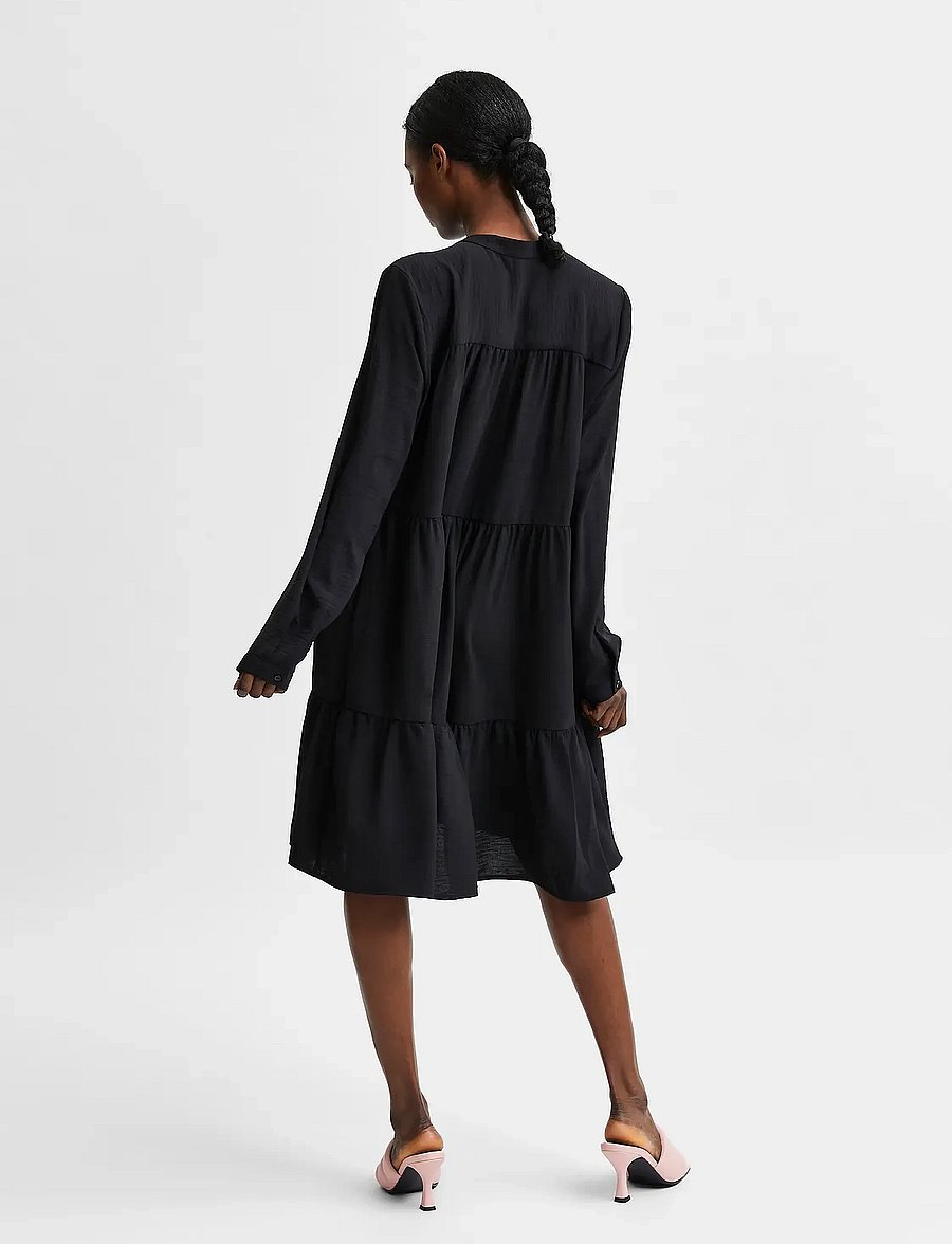 Selected - SLFMIVIA LSHORT DRESS - hemdkleider - black - 4