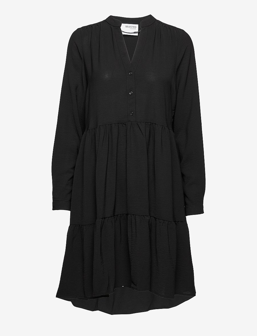 Selected - SLFMIVIA LSHORT DRESS - hemdkleider - black - 3