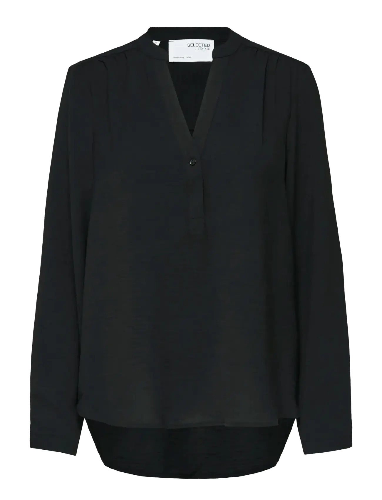 Selected SLFMIVIA LS TOP B NOOS - Selected - BLACK / black