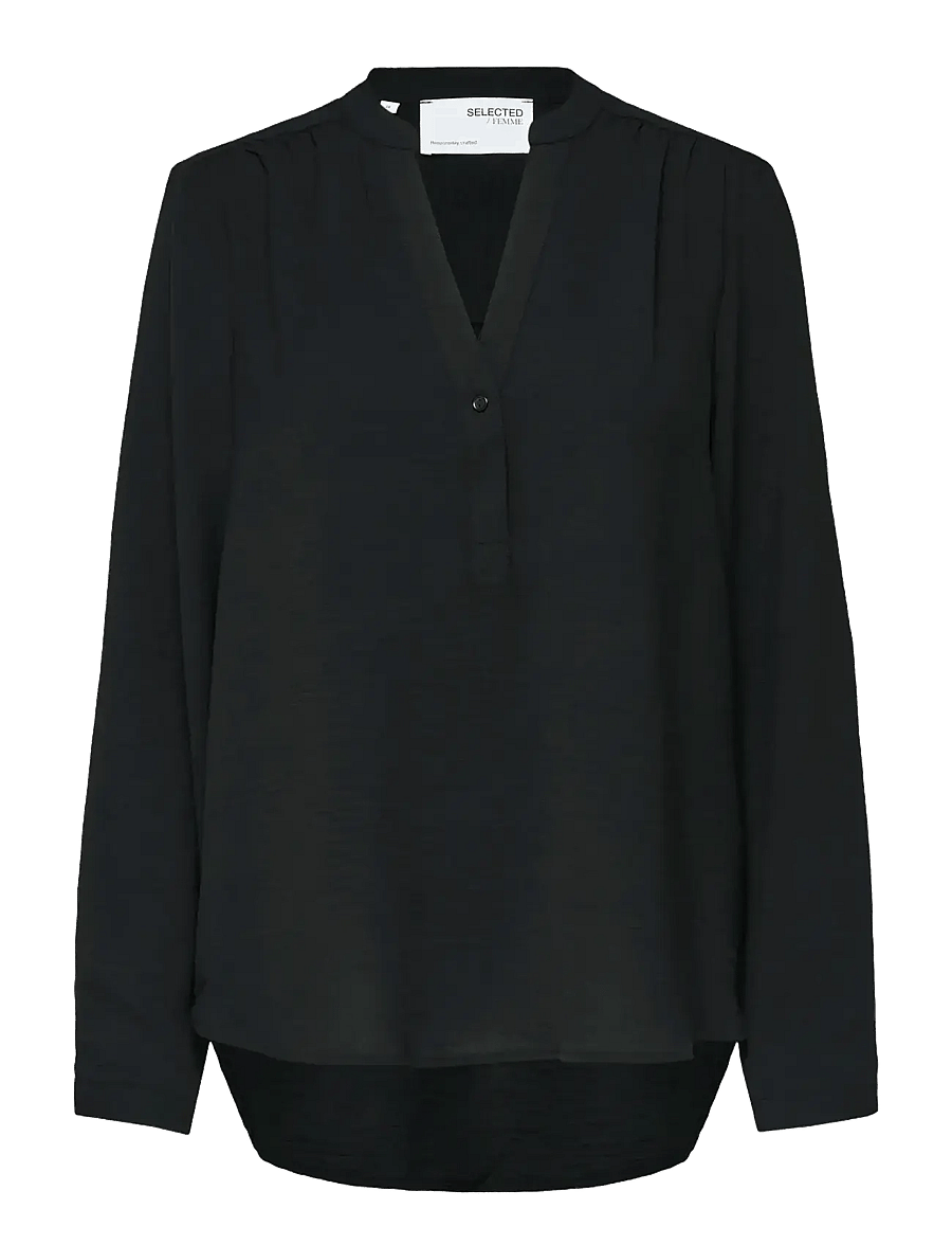 Selected - SLWMIVIA LS TOP B NOOS - langärmelige blusen - black - 1