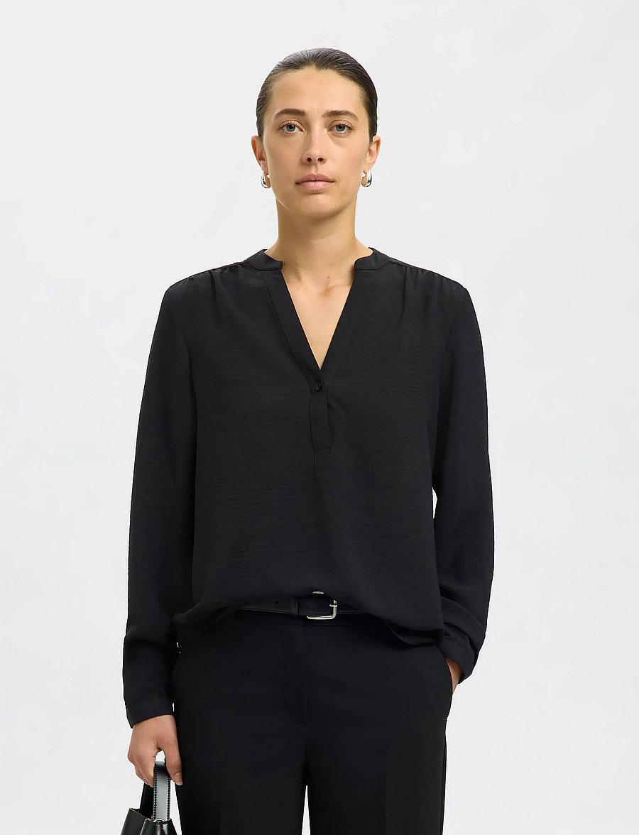 Selected - SLWMIVIA LS TOP B NOOS - langärmelige blusen - black - 0