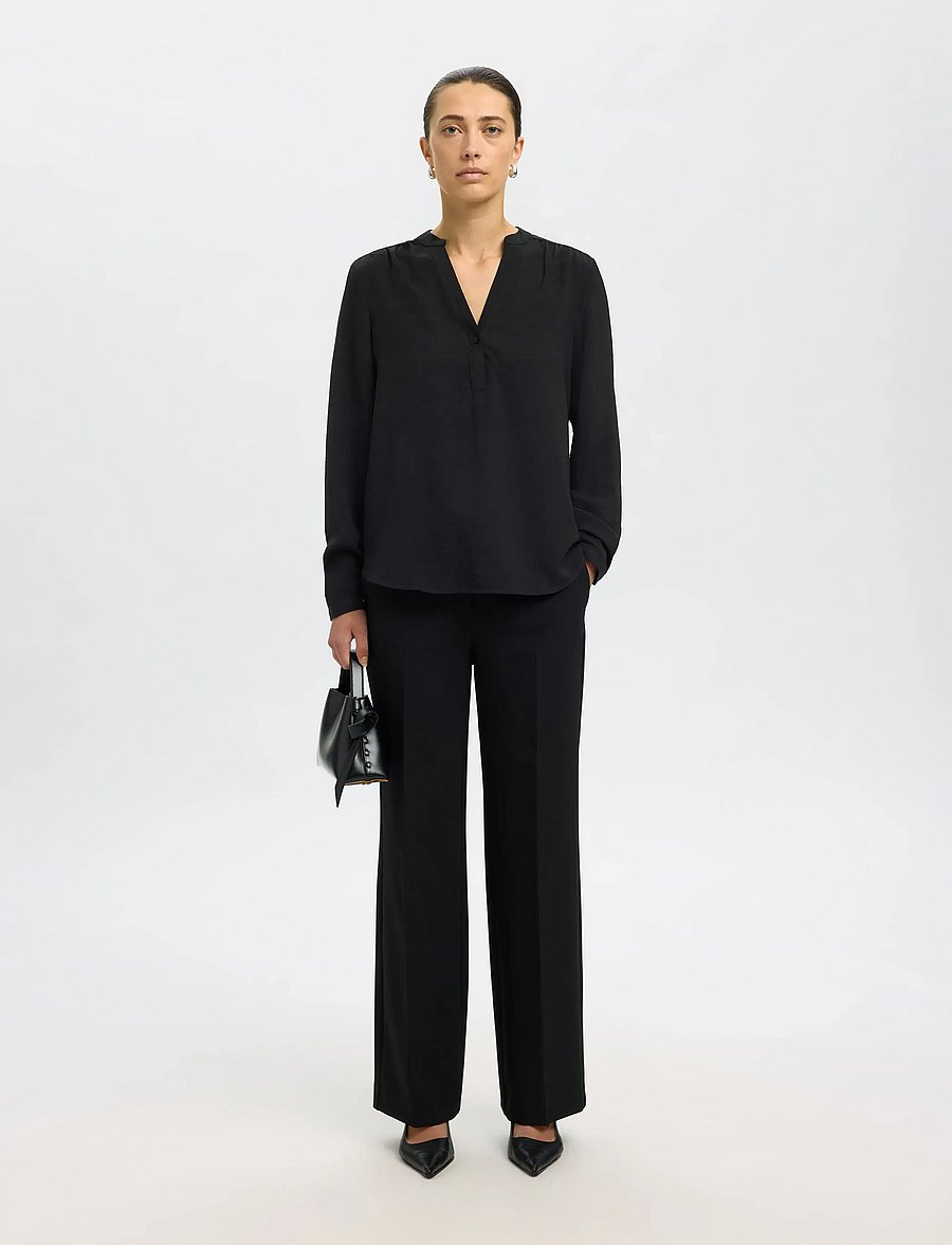 Selected - SLWMIVIA LS TOP B NOOS - langärmelige blusen - black - 4