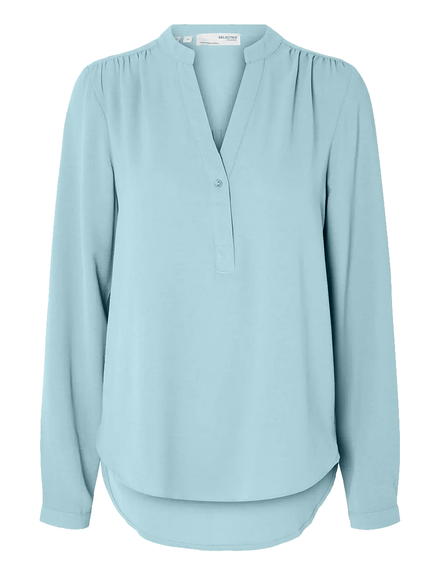 Selected - SLWMIVIA LS TOP B NOOS - langärmelige blusen - blue glow - 0