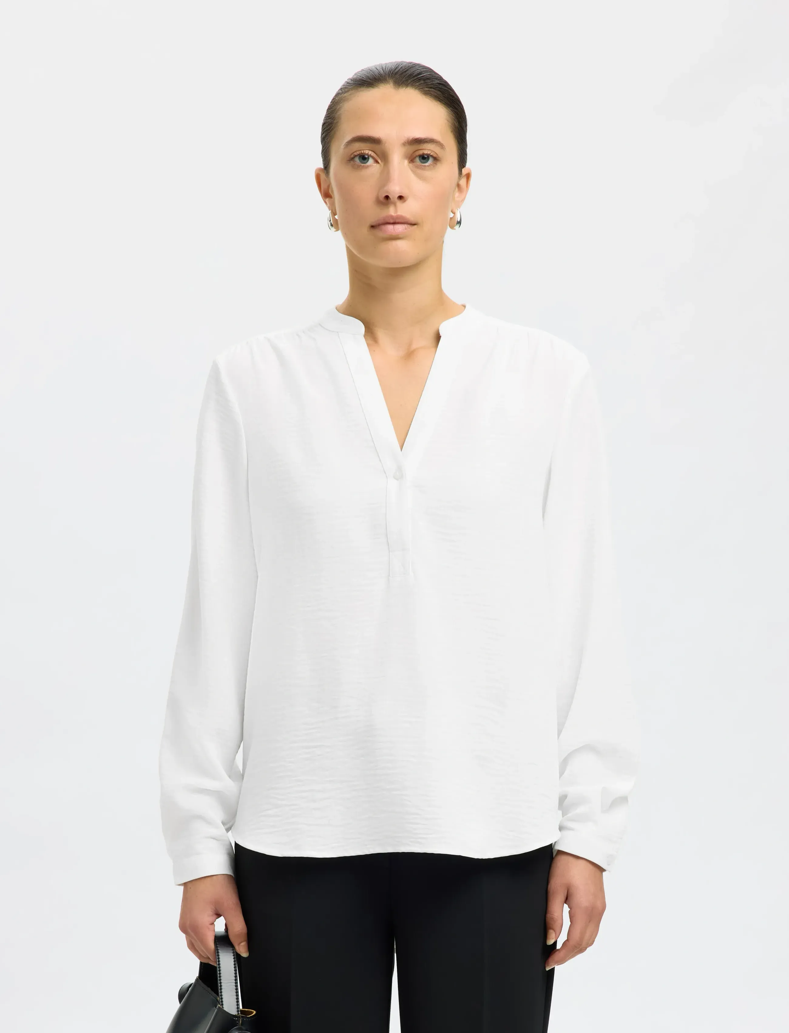 Selected SLFMIVIA LS TOP B NOOS - Blusen - SNOW WHITE / white