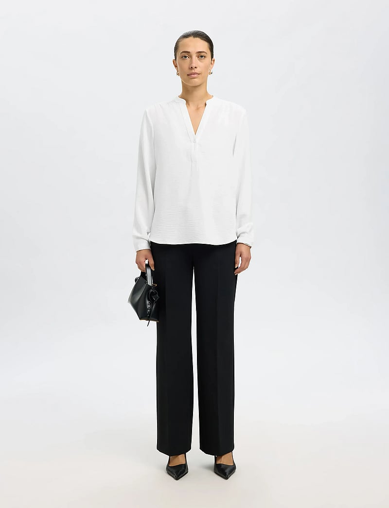 Selected - SLFMIVIA LS TOP B NOOS - langärmlige blusen - snow white - 3