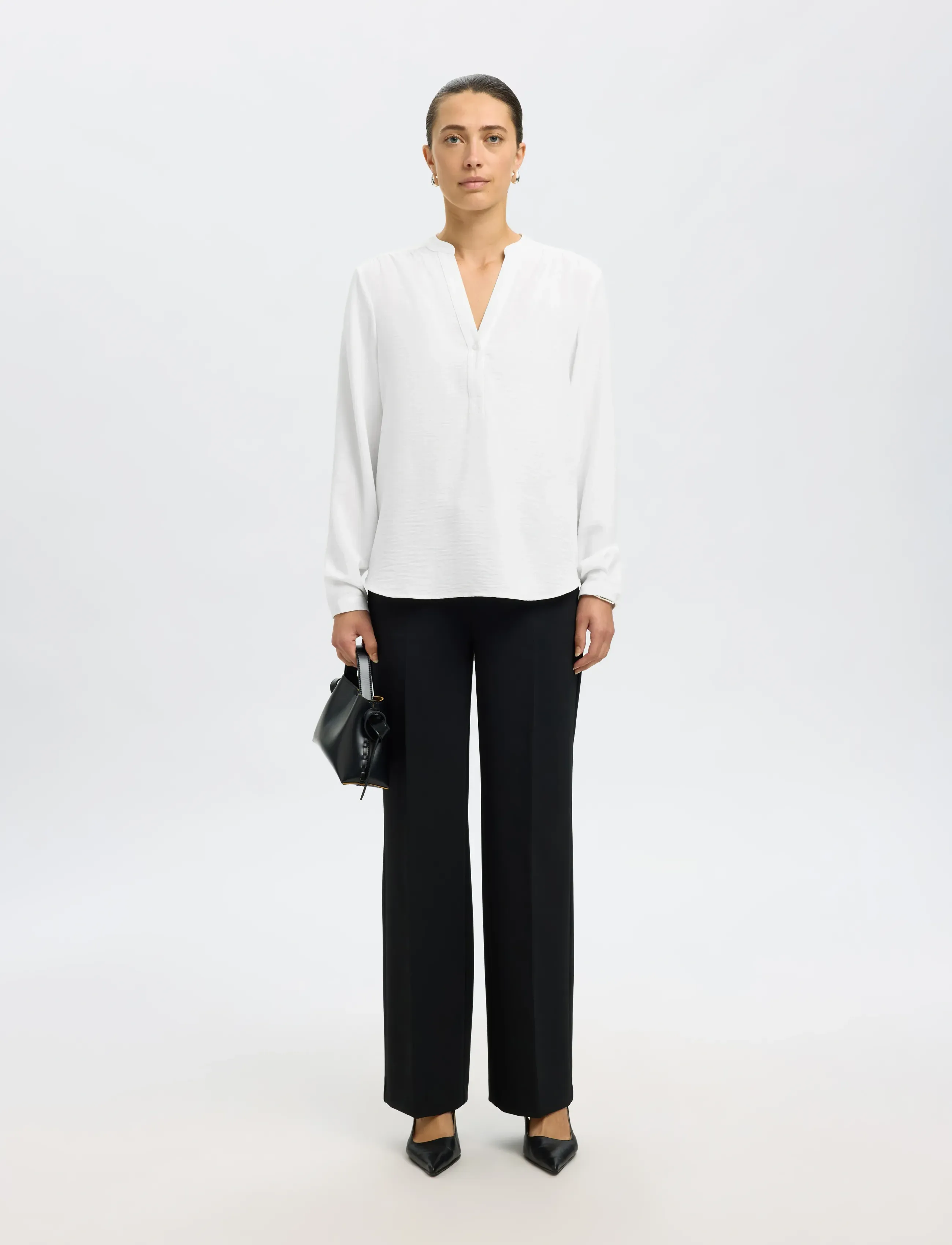 Selected - SLFMIVIA LS TOP B NOOS - pikkade varrukatega pluusid - snow white - 3