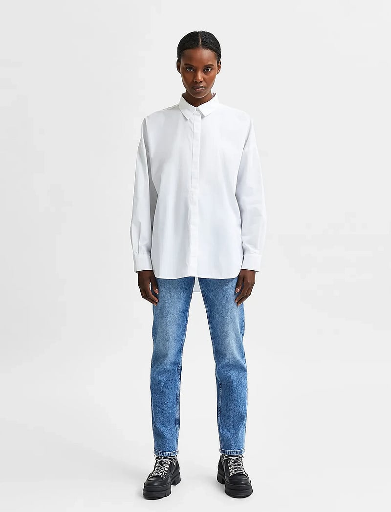 Selected - SLFHEMA LS SHIRT B - langärmlige hemden - bright white - 4