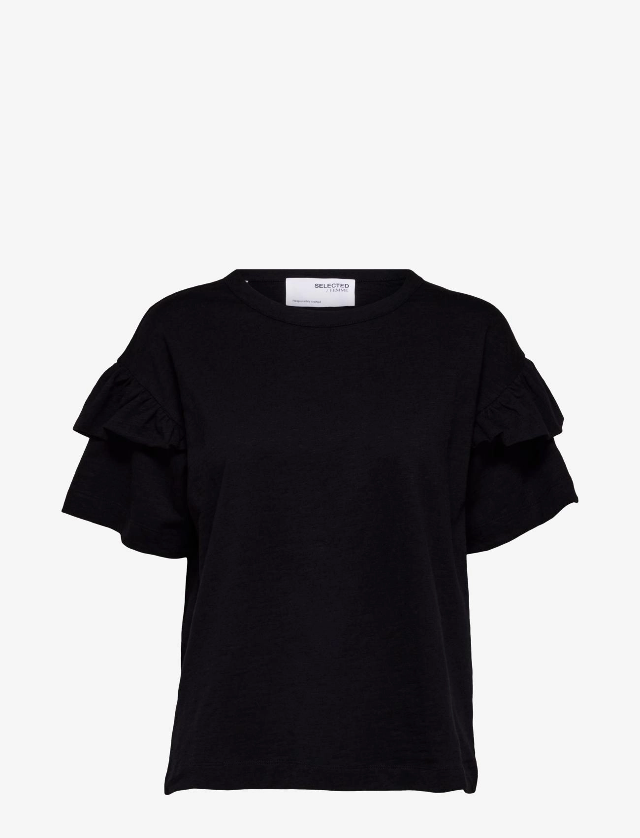 SELECTED Slfrylie Ss Florence Tee M Noos Schwarz - S - Damen