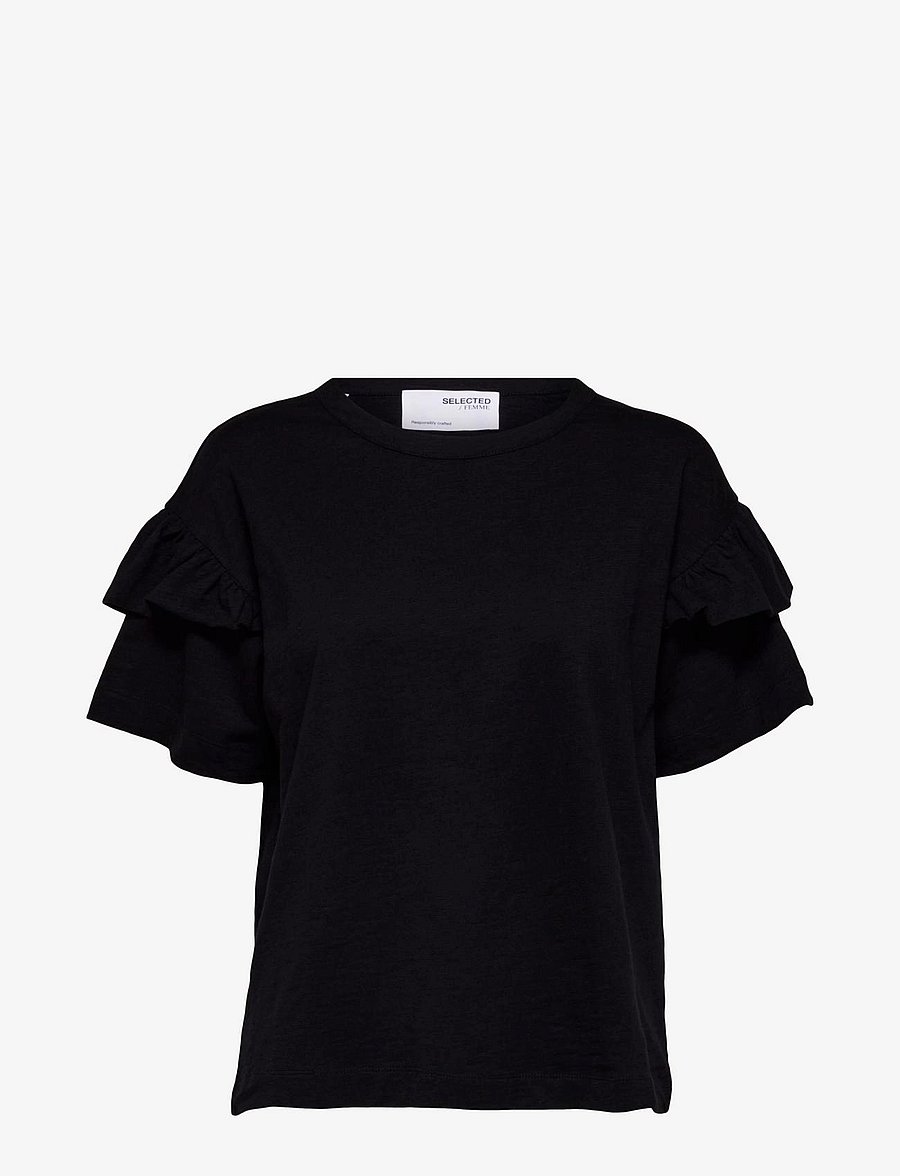 Selected - SLFRYLIE SS FLORENCE TEE M NOOS - t-shirts - black - 1