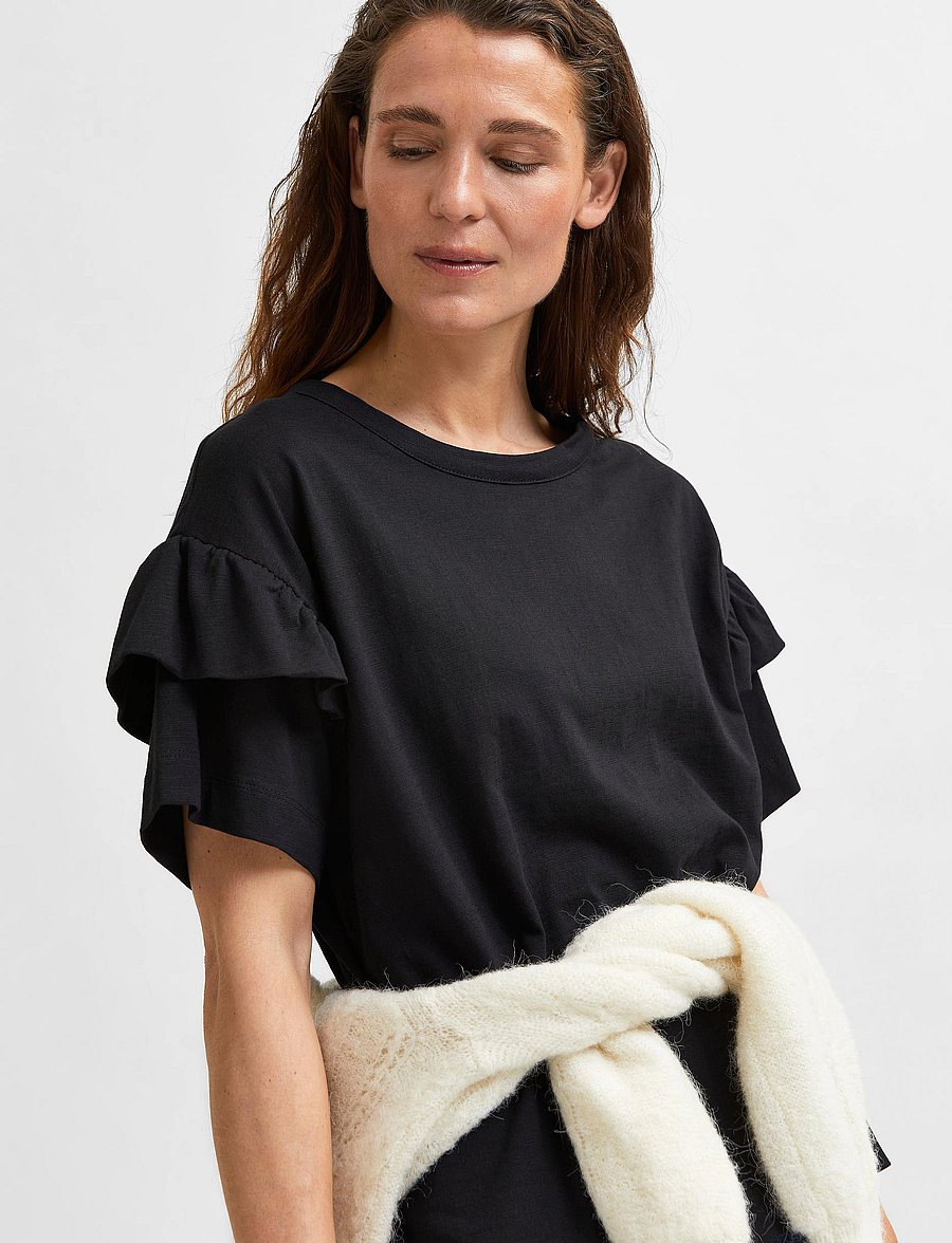 Selected - SLFRYLIE SS FLORENCE TEE M NOOS - t-shirts - black - 4