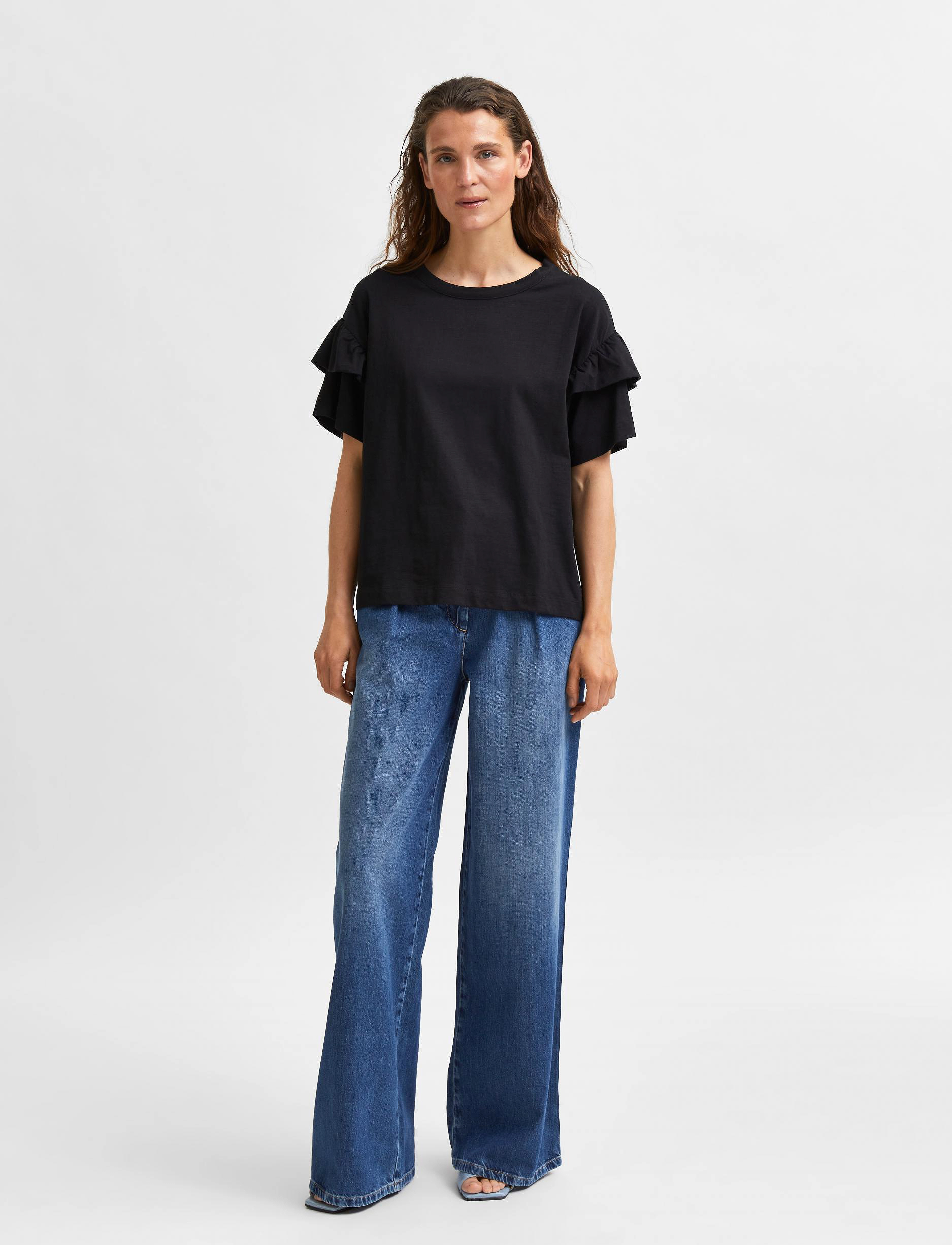 Selected - SLFRYLIE SS FLORENCE TEE M NOOS - t-shirts - black - 5