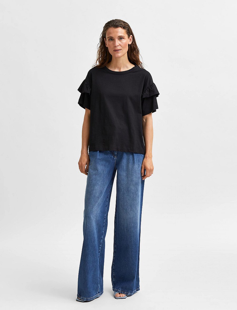 Selected - SLFRYLIE SS FLORENCE TEE M NOOS - t-shirts - black - 5