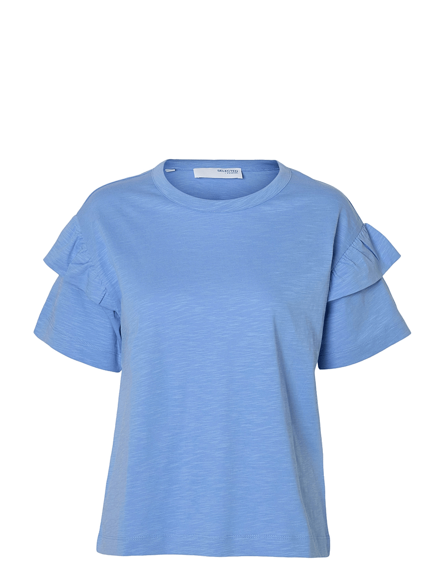 Selected - SLFRYLIE SS FLORENCE TEE M NOOS - t-shirts - cornflower blue - 1