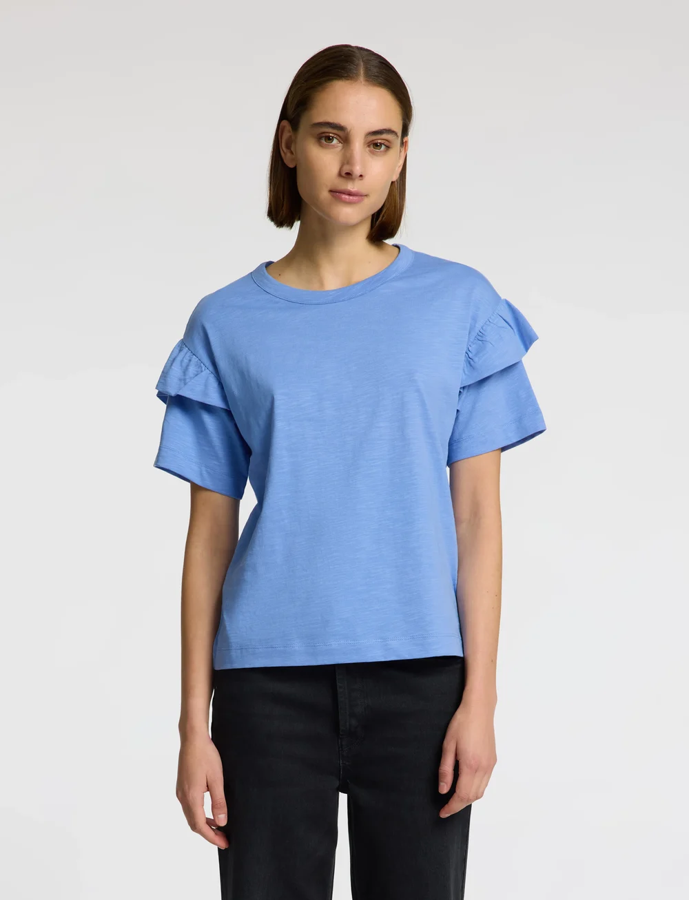 Selected - SLFRYLIE SS FLORENCE TEE M - t-shirts - cornflower blue - 0