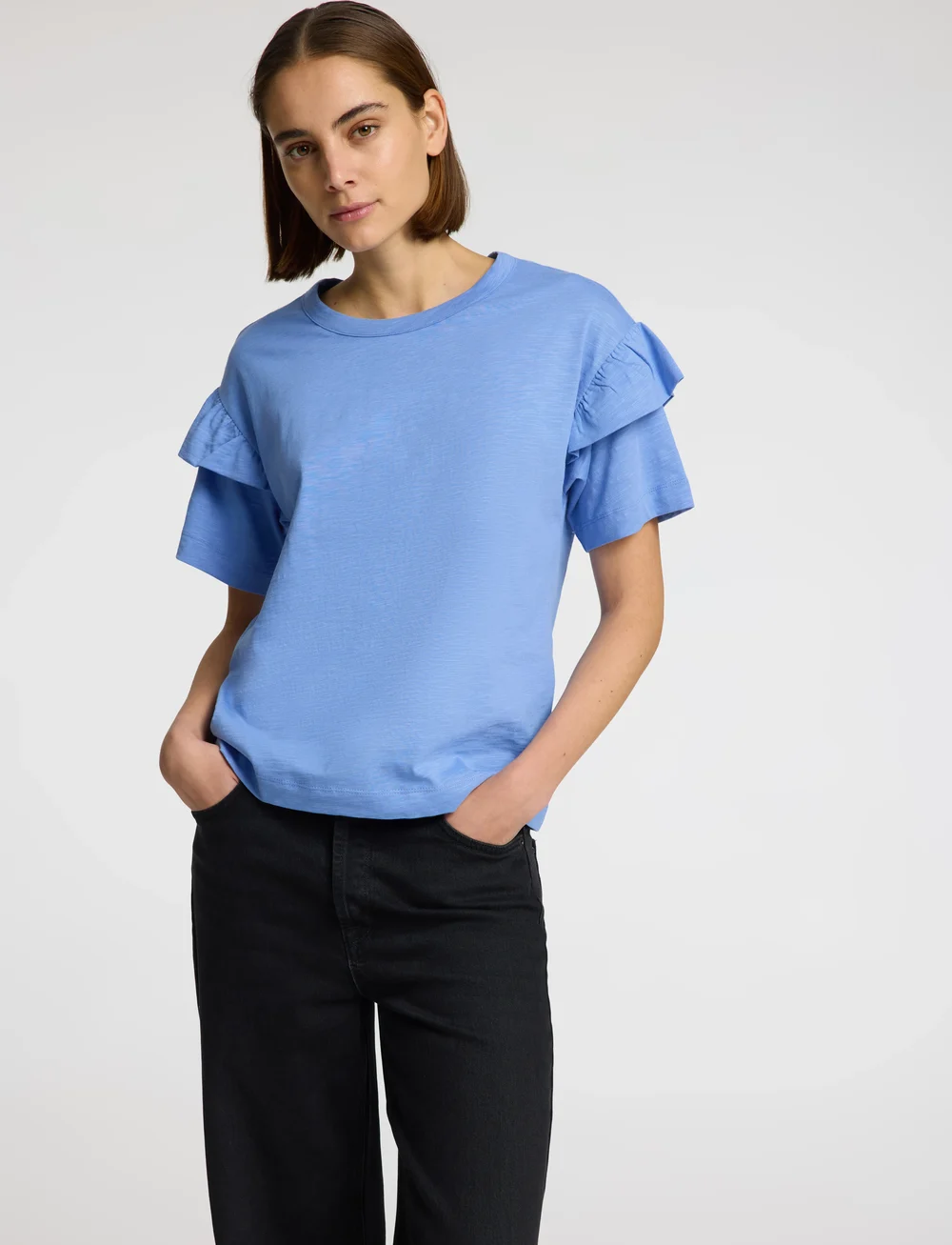Selected - SLFRYLIE SS FLORENCE TEE M - t-shirts - cornflower blue - 4