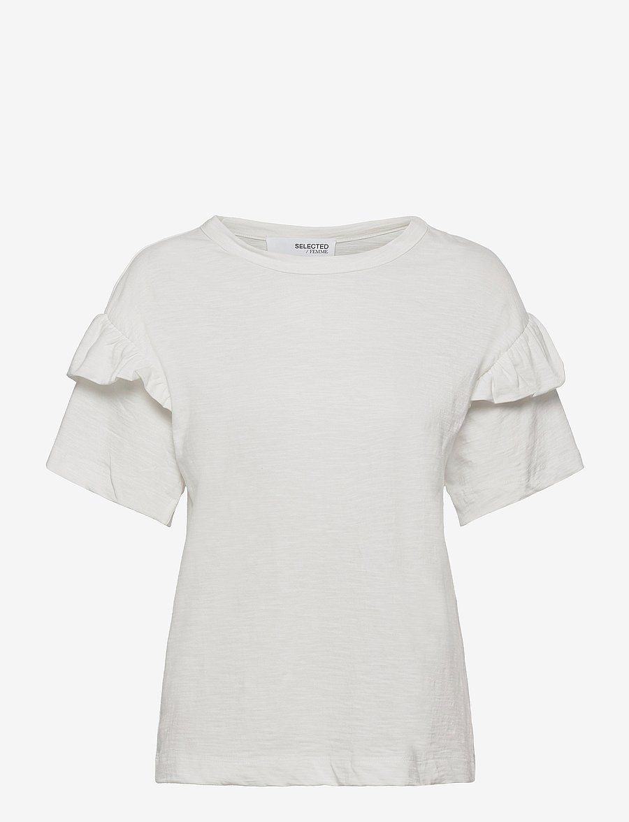 Selected - SLFRYLIE SS FLORENCE TEE M NOOS - t-shirts - snow white - 1