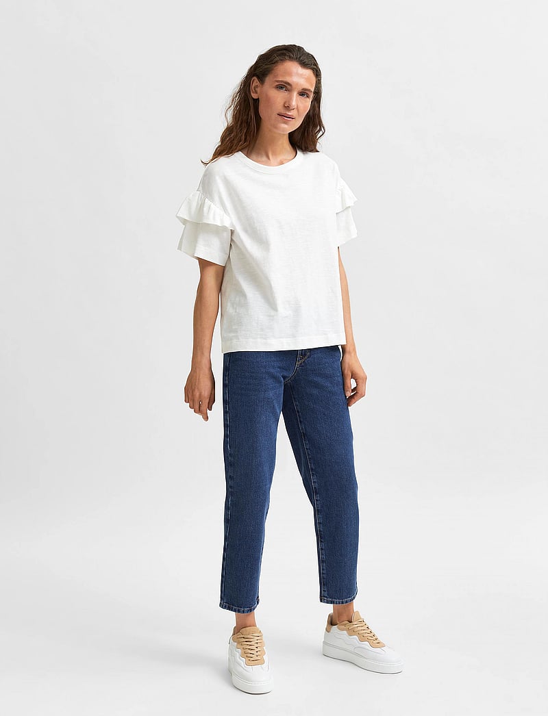 Selected - SLFRYLIE SS FLORENCE TEE M NOOS - t-shirts - snow white - 5