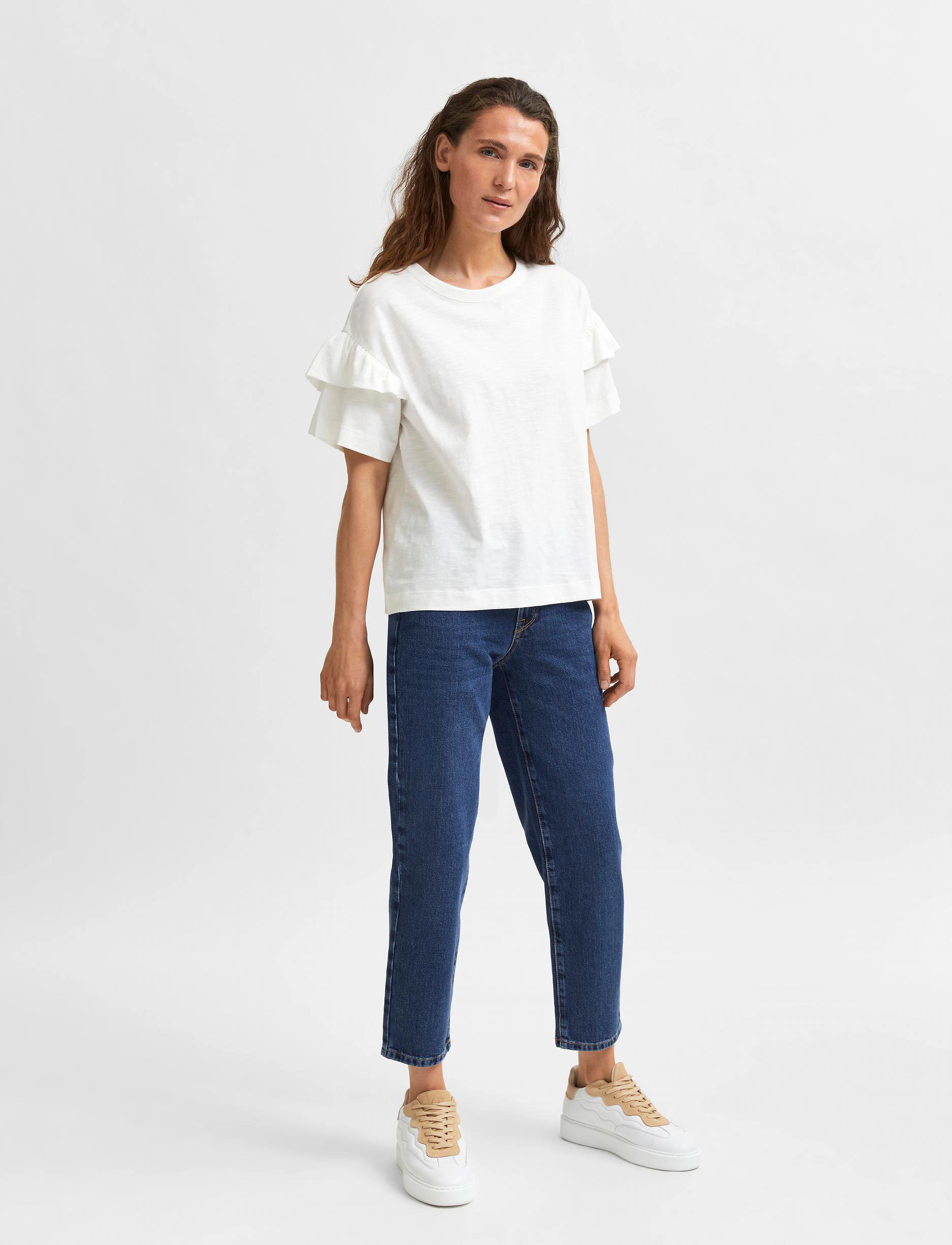 Selected - SLFRYLIE SS FLORENCE TEE M NOOS - stuttermarbolir - snow white - 5