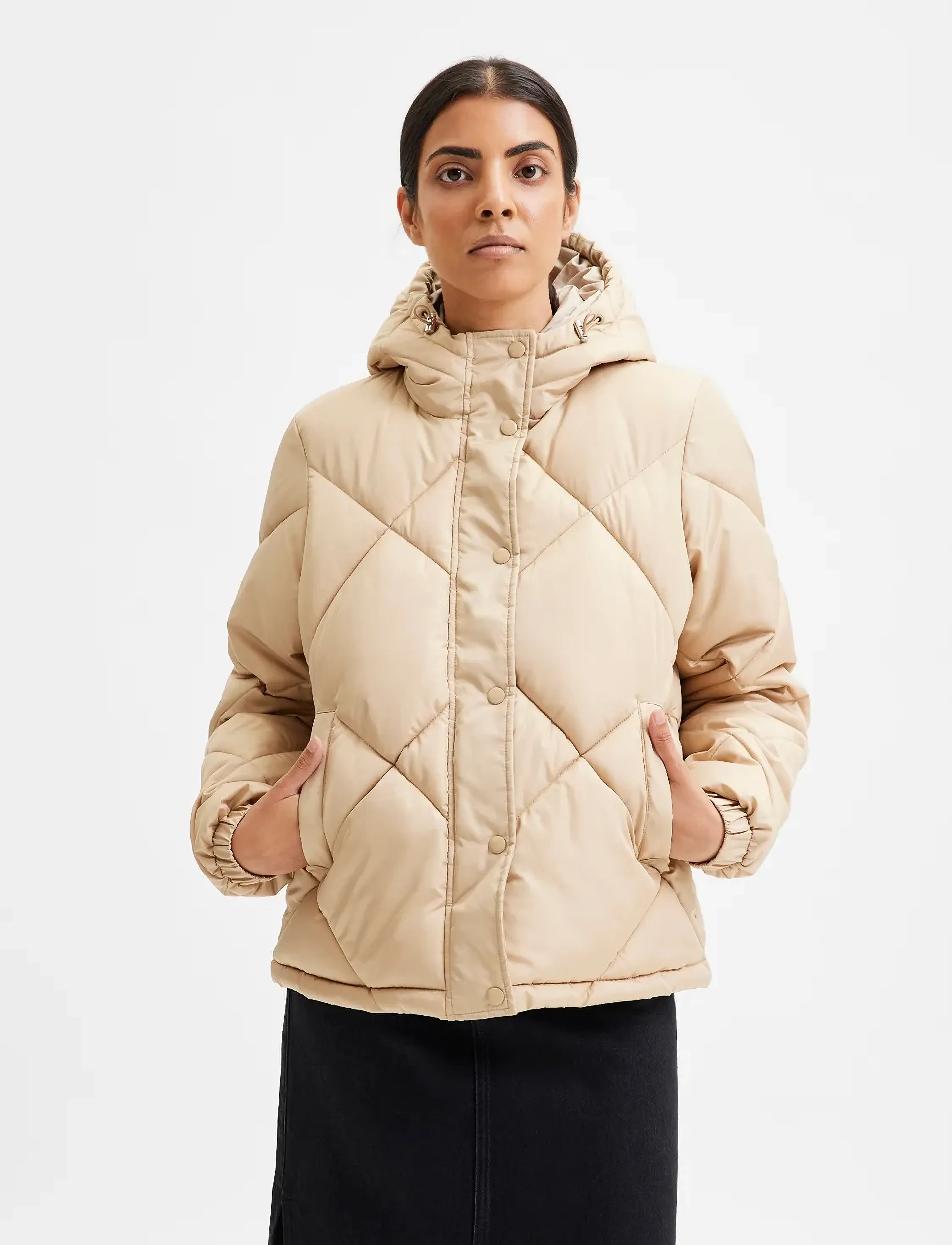 Selected - SLFMONIKA PUFFER JACKET - overtøj - travertine - 0