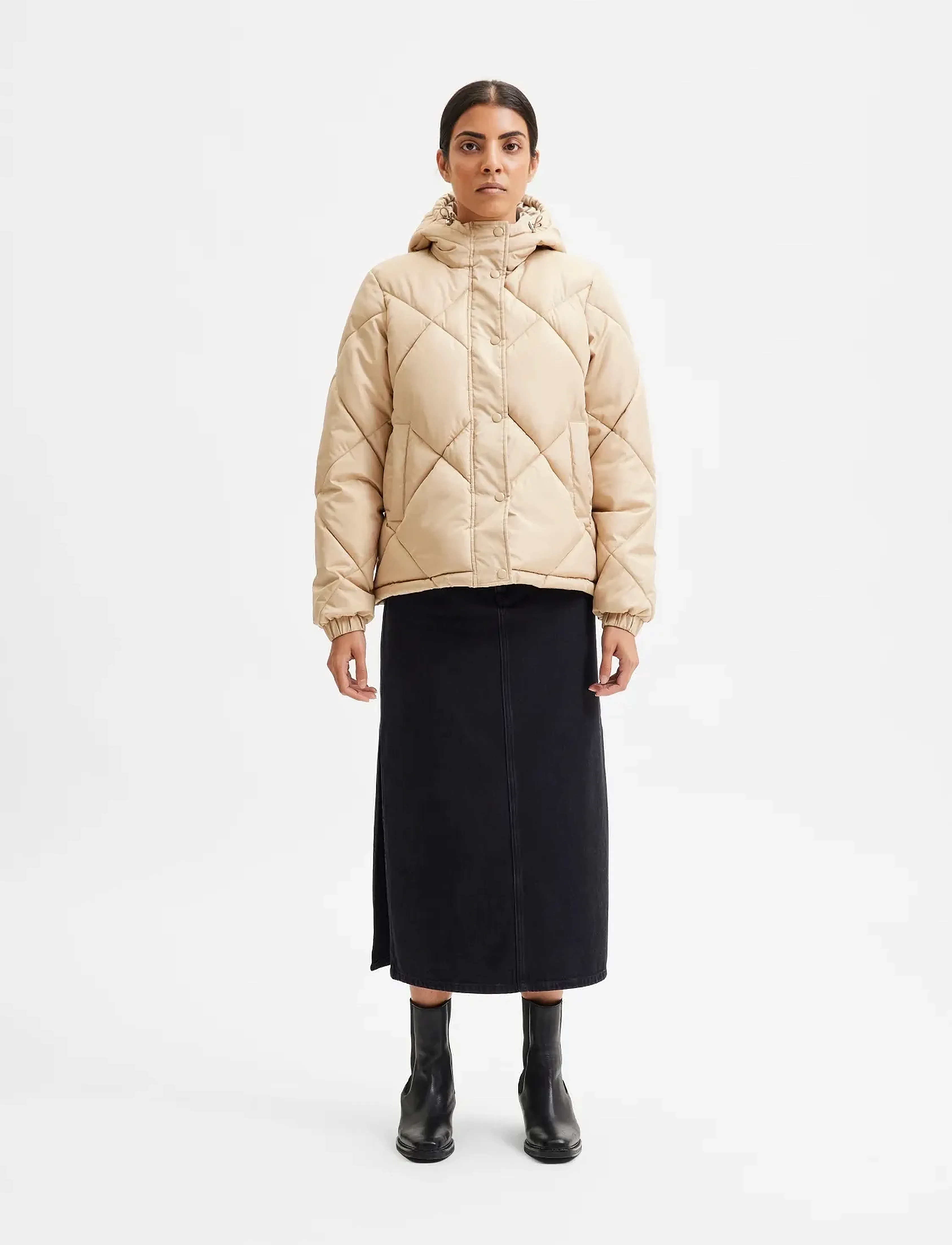 Selected - SLFMONIKA PUFFER JACKET - overtøj - travertine - 4