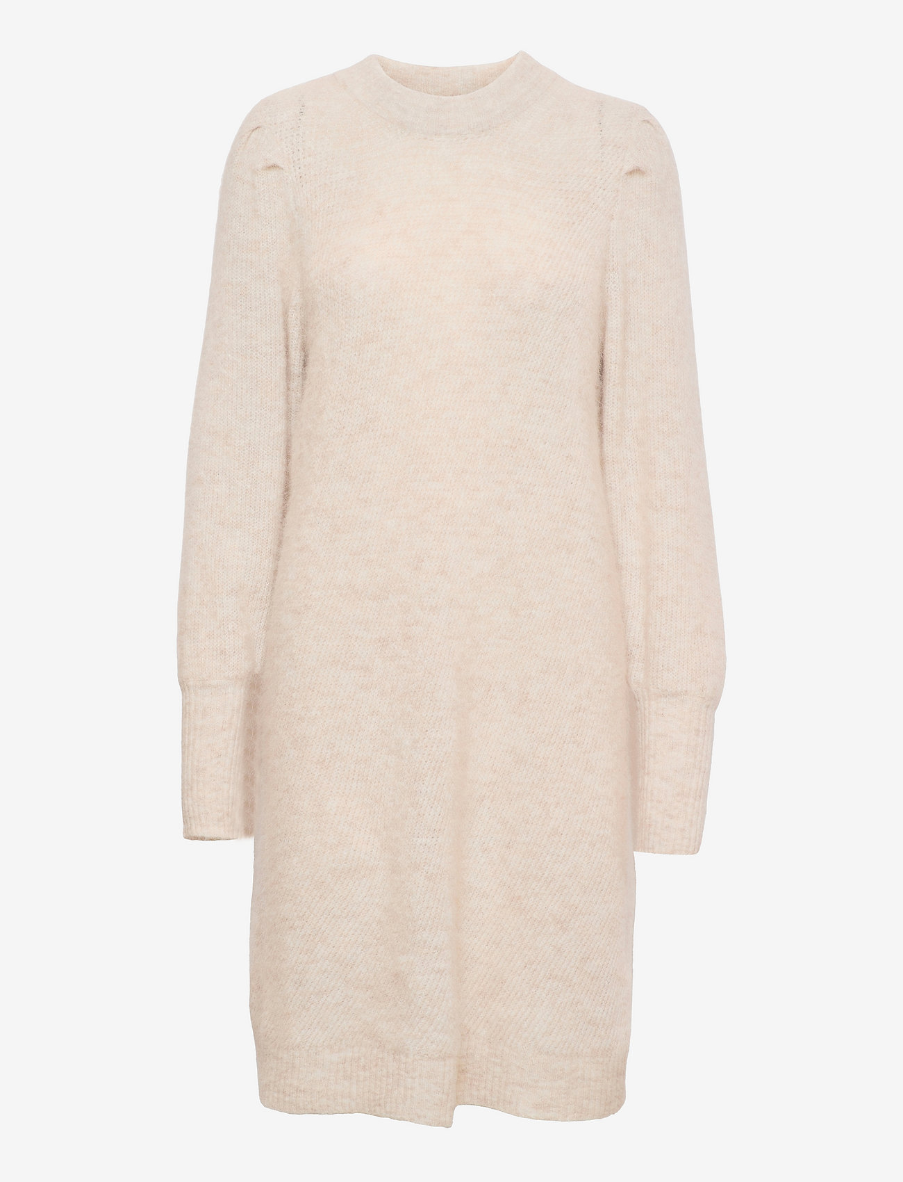 Selected Femme - SLFLINNA-MIA LS KNIT O-NECK DRESS B - knitted dresses - sandshell - 0