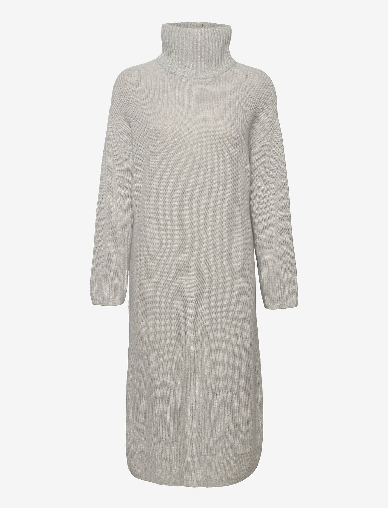 Selected Femme - SLFELINA LS KNIT HIGHNECK DRESS B - kootud kleidid - light grey melange - 0