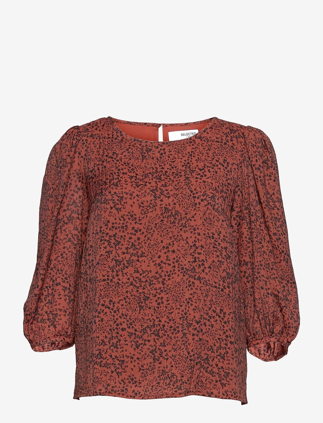 Selected Femme - SLFVIOLE 3/4 AOP TOP B - long-sleeved blouses - chili oil - 0