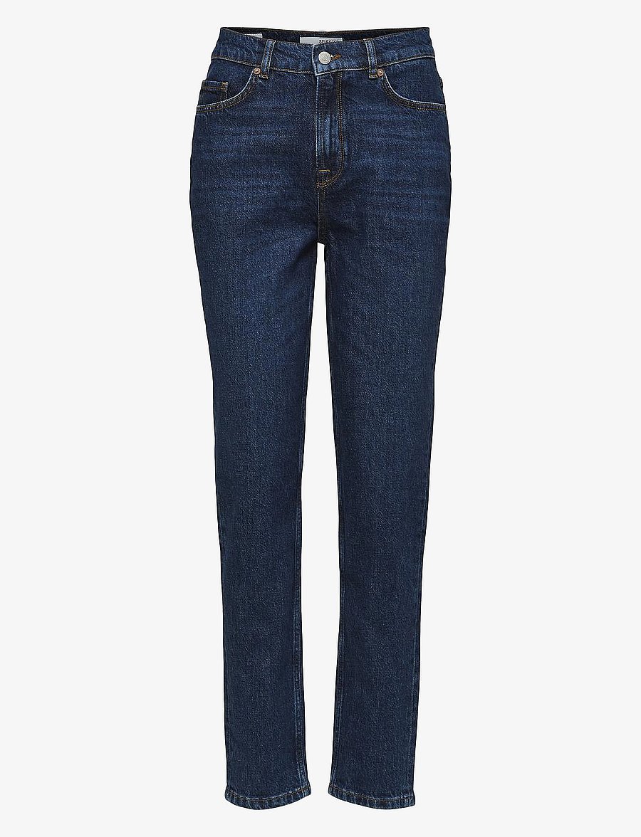 Selected - SLFAMY HW SLIM ROW BLUE JEANS U - slim-fit-jeans - dark blue denim - 1