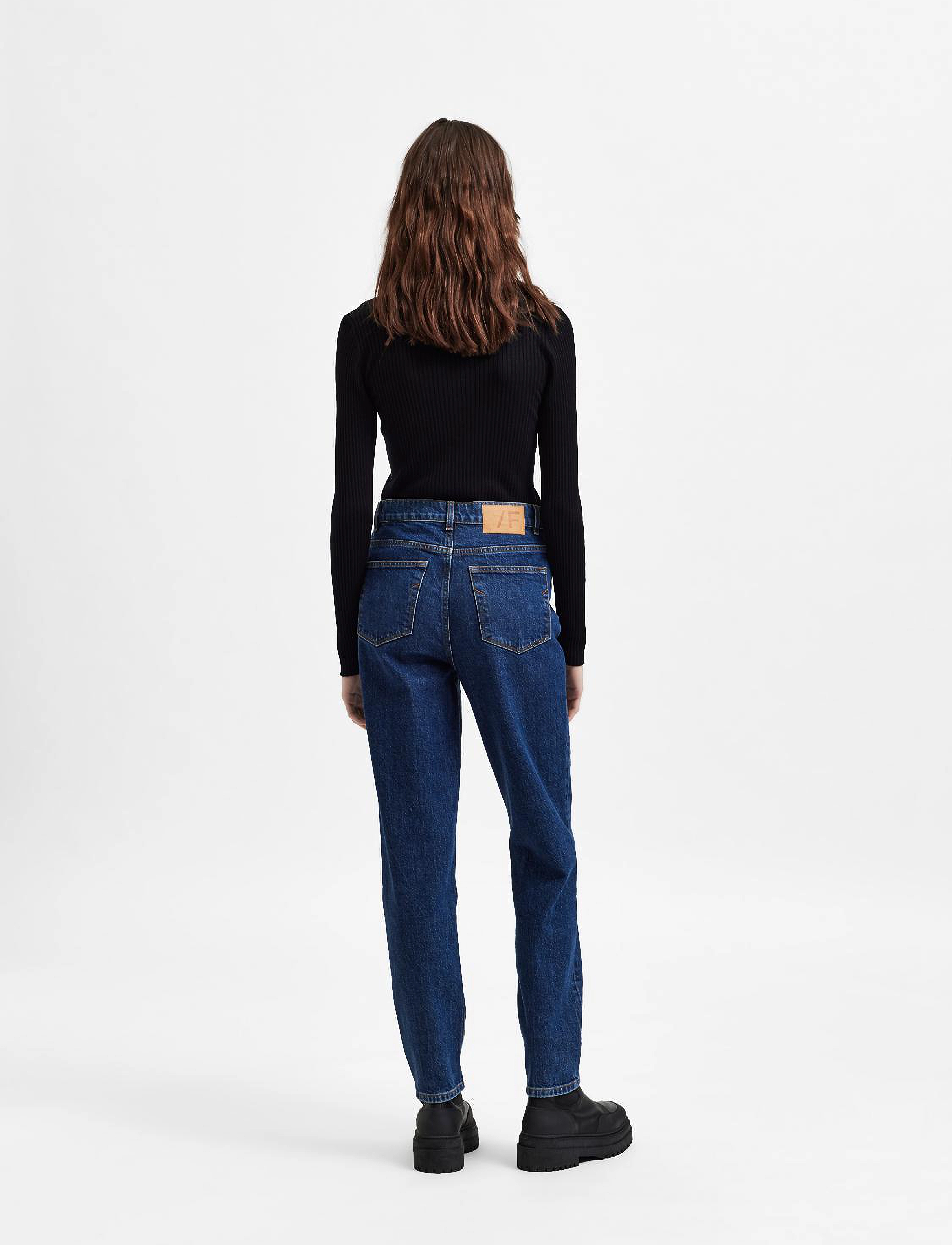 Selected - SLFAMY HW SLIM ROW BLUE JEANS U - slim-fit-jeans - dark blue denim - 3
