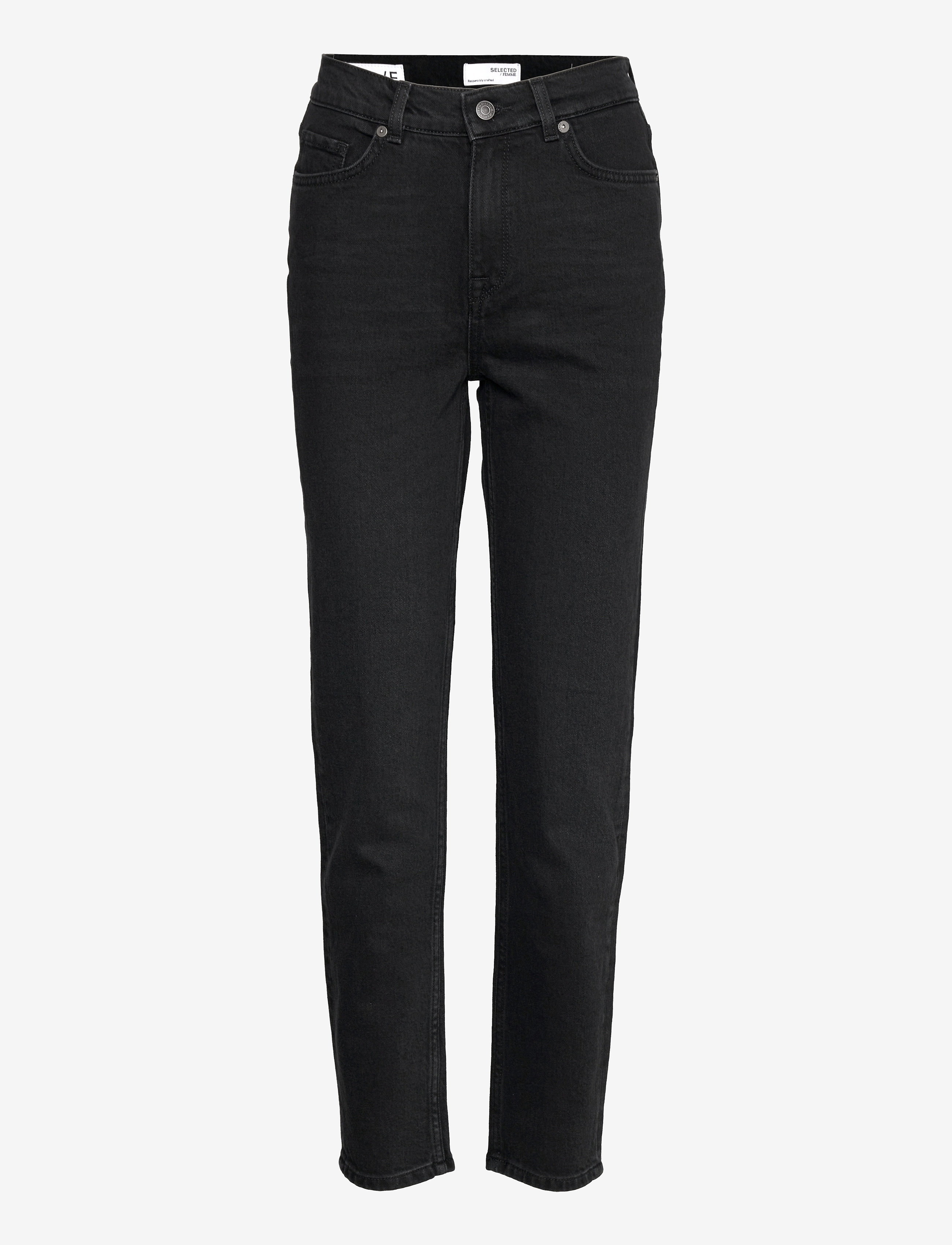 Selected SLFAMY HW SLIM BEAUTY BLA JEANS  U - Tøj - BLACK DENIM / black