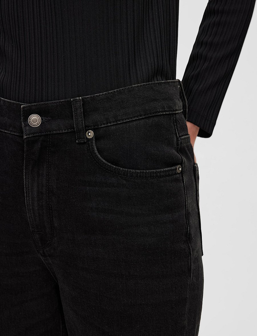 Selected - SLFAMY HW SLIM BEAUTY BLA JEANS U - kitsad teksad - black denim - 5