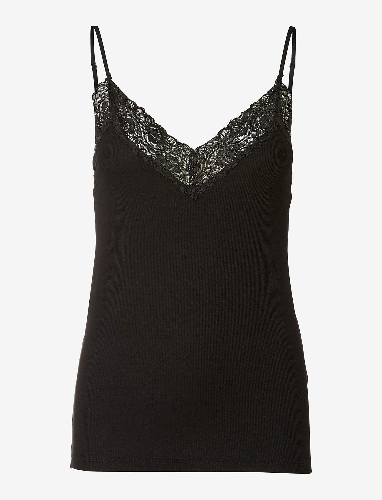 Selected Femme - SLFMANDY RIB LACE SINGLET NOOS - lowest prices - black - 0
