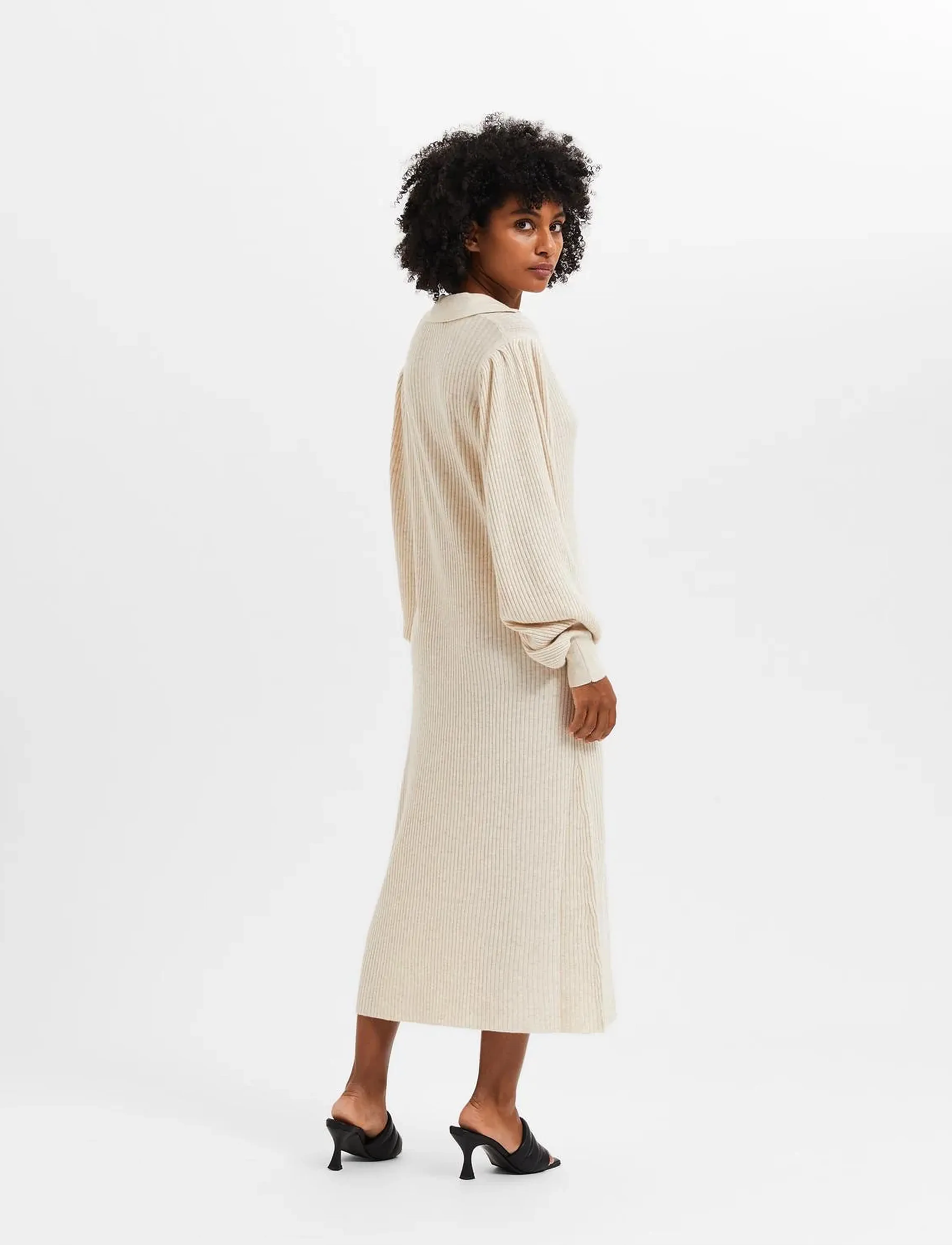 Selected - SLFSELENE LS KNIT DRESS B - strickkleider - birch - 3